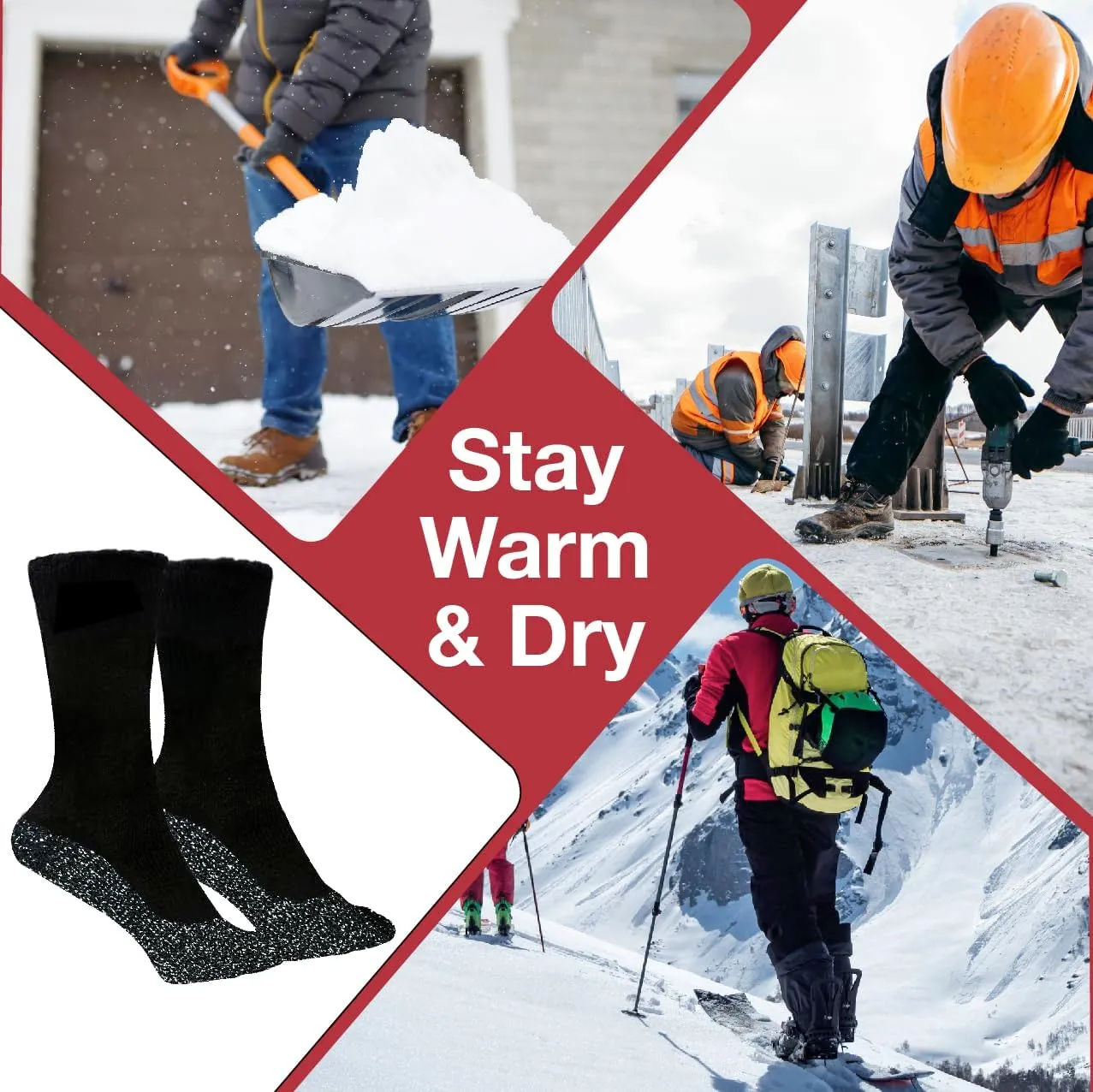 35° BELOW Thermal Insulated 1 or 3 Pk Socks for Men and Women, Designed with Soft Aluminized Loops to Keep Feet Warm and Cozy