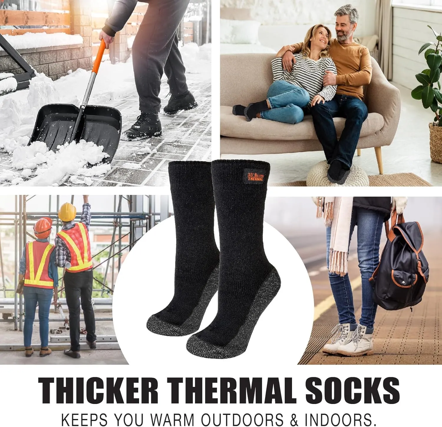 35° BELOW Thermal Insulated 1 or 3 Pk Socks for Men and Women, Designed with Soft Aluminized Loops to Keep Feet Warm and Cozy