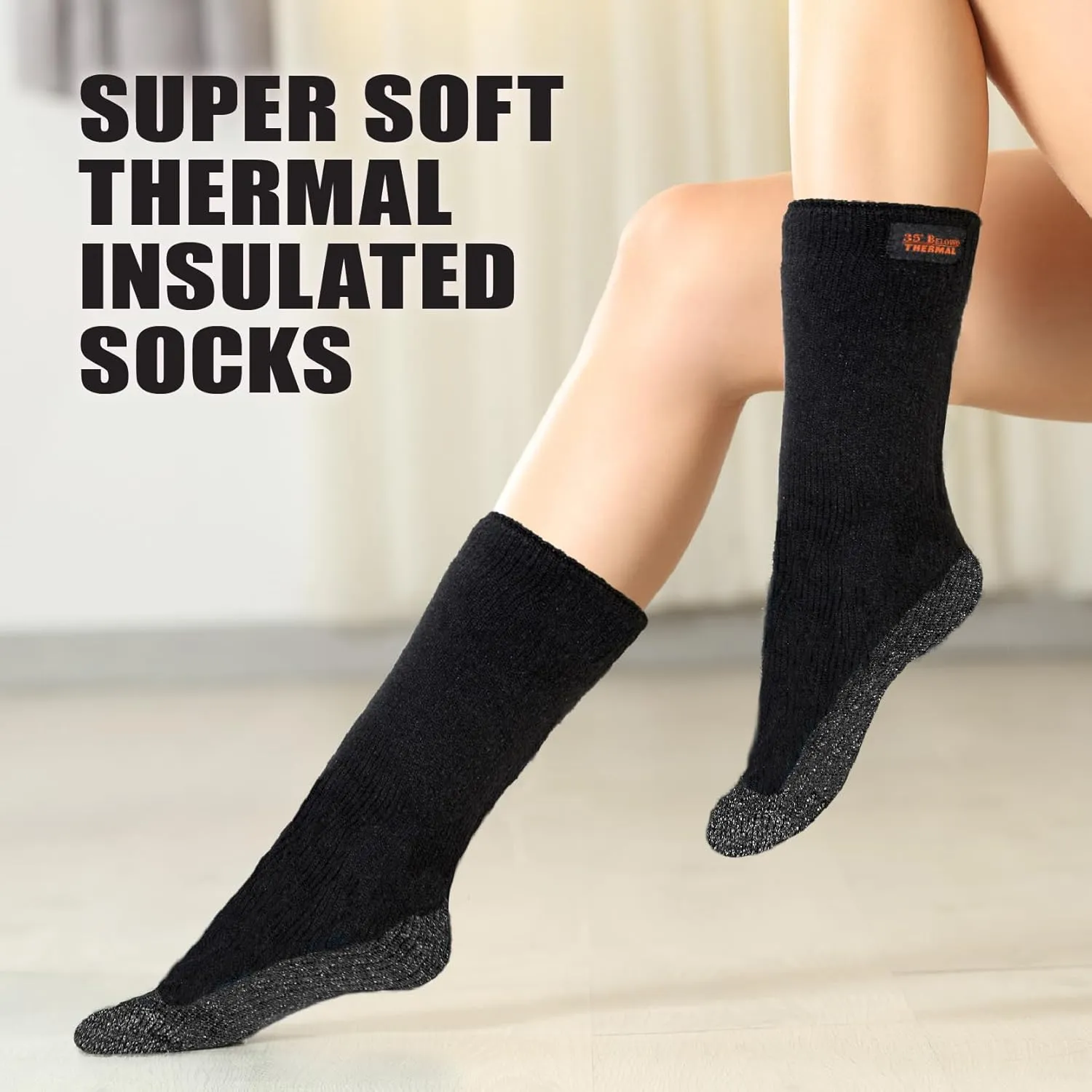 35° BELOW Thermal Insulated 1 or 3 Pk Socks for Men and Women, Designed with Soft Aluminized Loops to Keep Feet Warm and Cozy