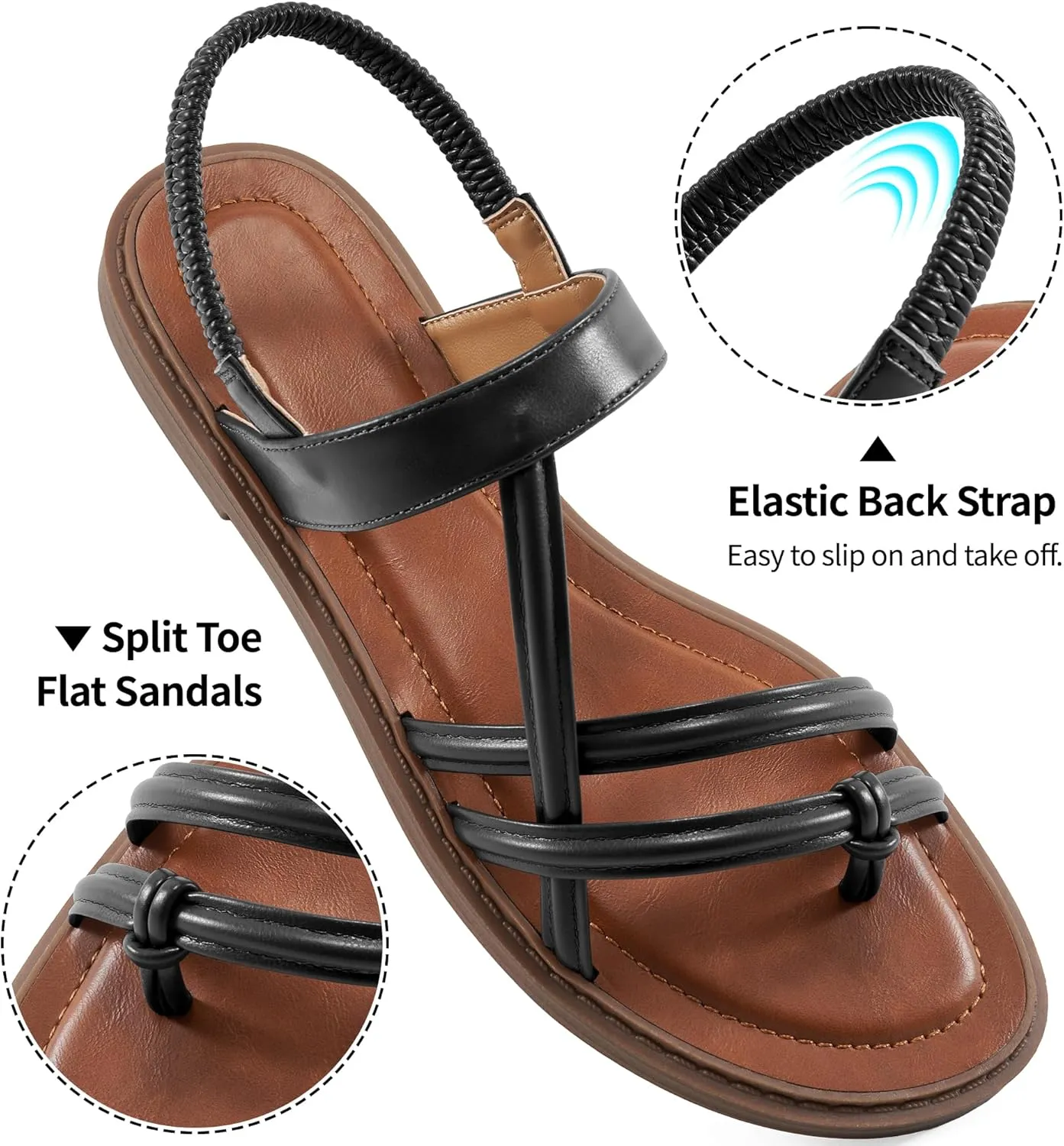 Ablanczoom Flat Sandals for Women Comfortable: Dressy Womens Flats Shoes with Ankle Strap Summer Beach Gladiator Sandal