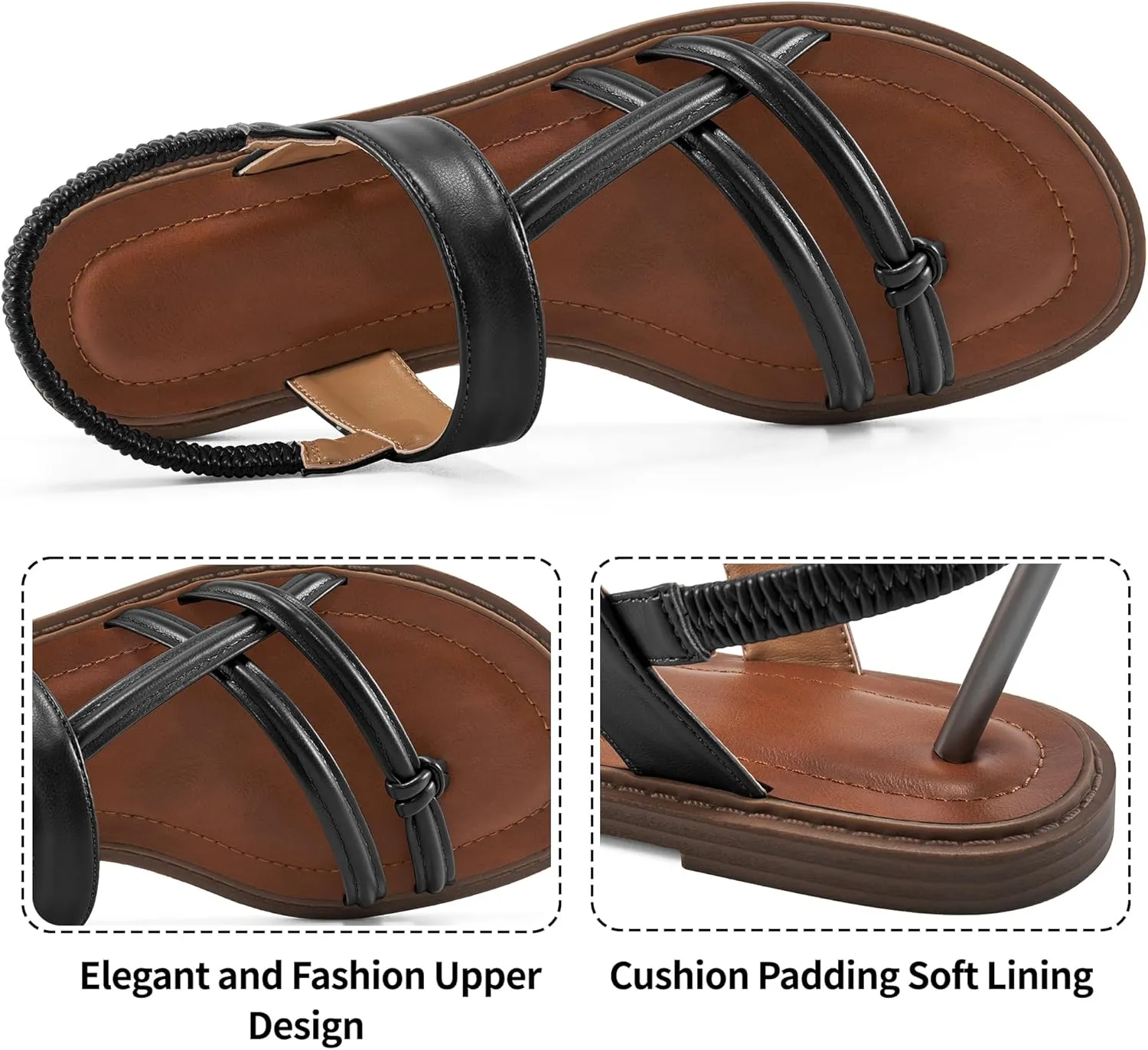 Ablanczoom Flat Sandals for Women Comfortable: Dressy Womens Flats Shoes with Ankle Strap Summer Beach Gladiator Sandal