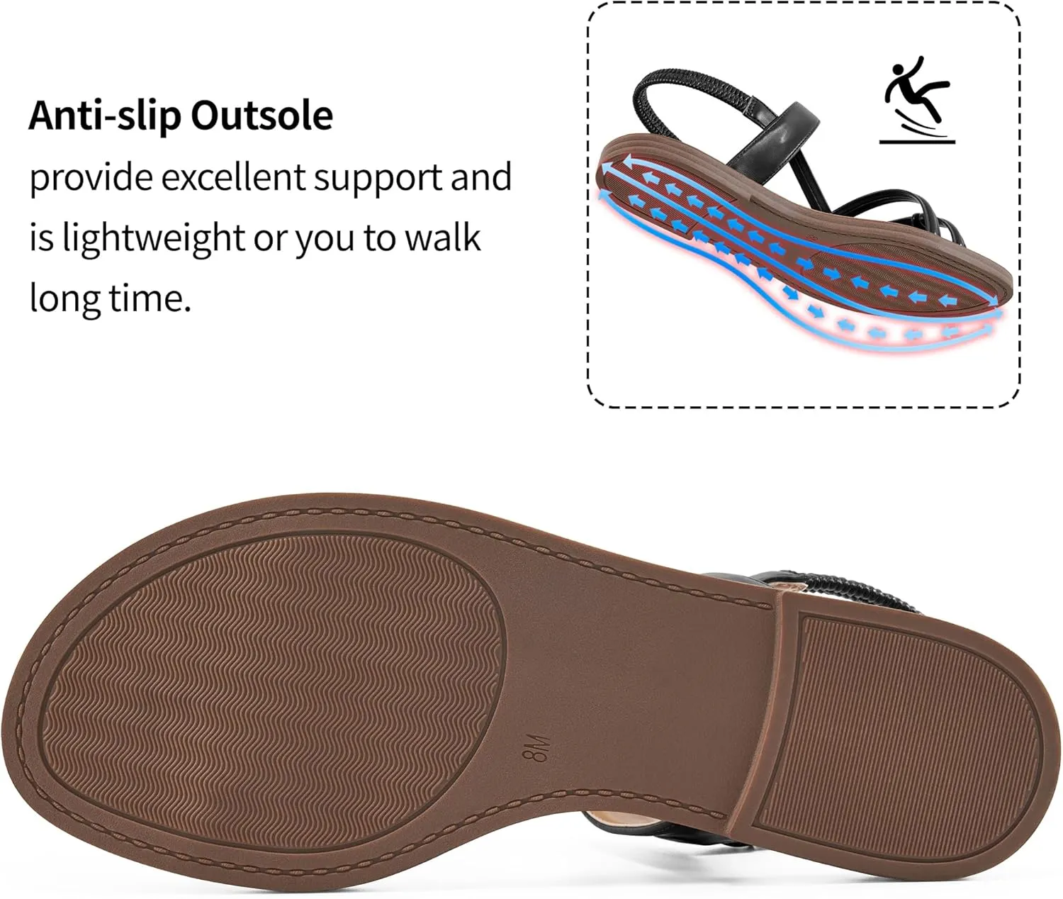 Ablanczoom Flat Sandals for Women Comfortable: Dressy Womens Flats Shoes with Ankle Strap Summer Beach Gladiator Sandal