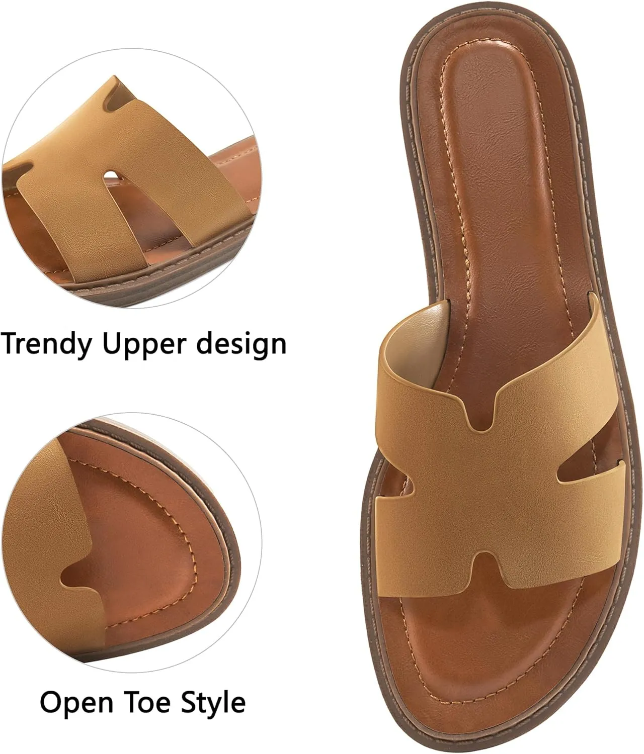 Ablanczoom Flat Sandals for Women Slides: Comfortable Slip On Womens Flats Shoes Dressy Summer Casual Beach Sandal 2025
