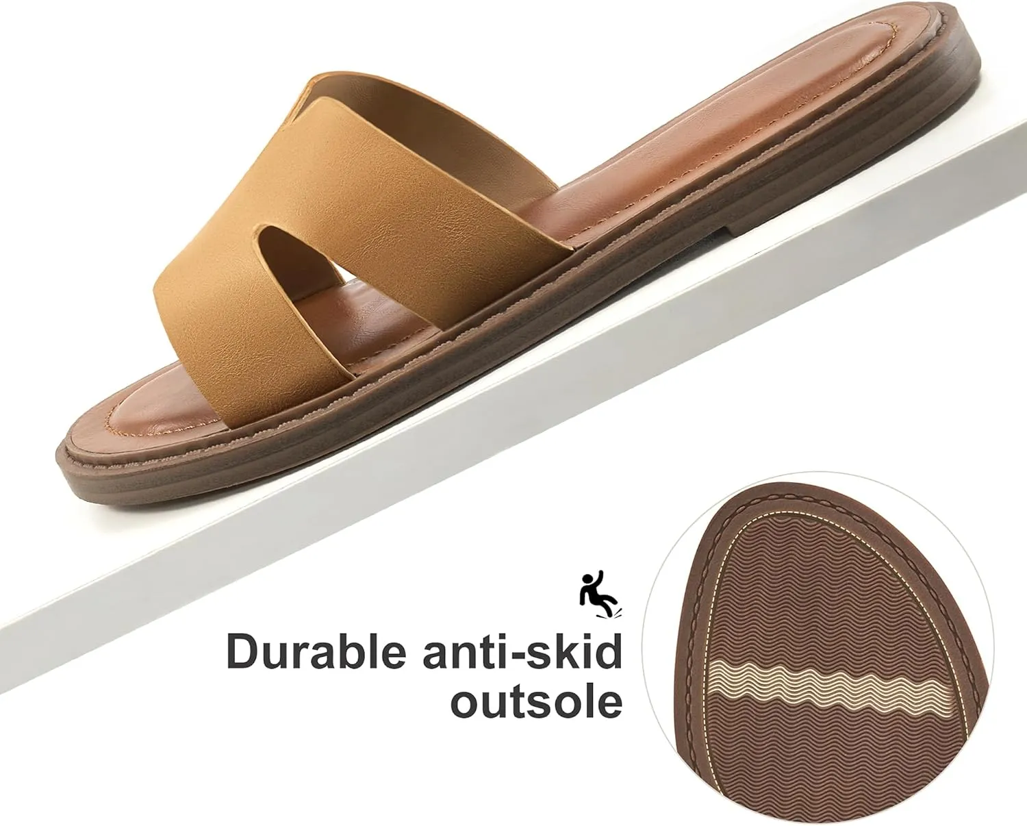 Ablanczoom Flat Sandals for Women Slides: Comfortable Slip On Womens Flats Shoes Dressy Summer Casual Beach Sandal 2025