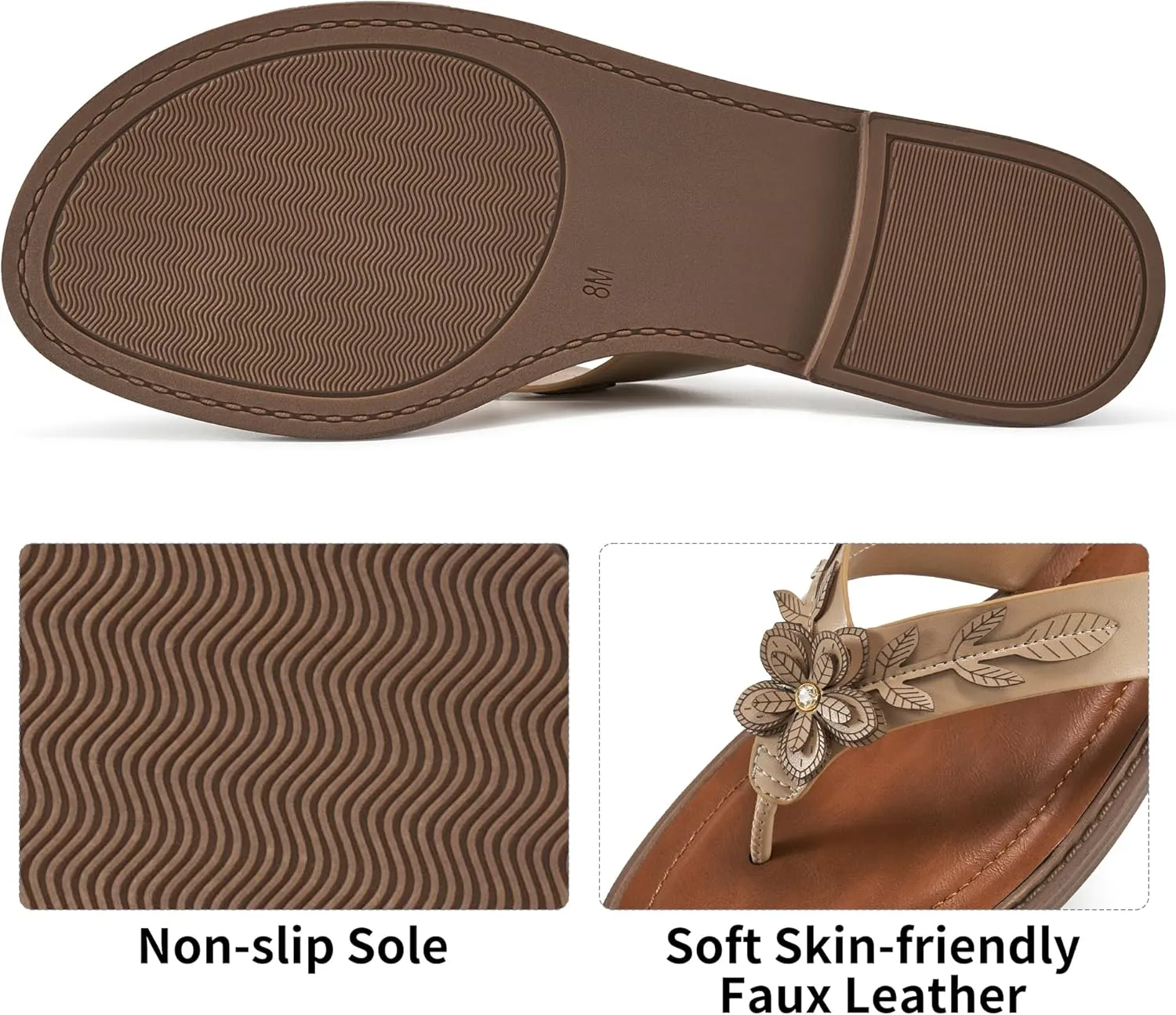 Ablanczoom Flip Flops for Womens Sandals: Summer Beach Flat Thong Sandals for Women Dressy Comfortable Vacation Floral Slides Shoes 2025