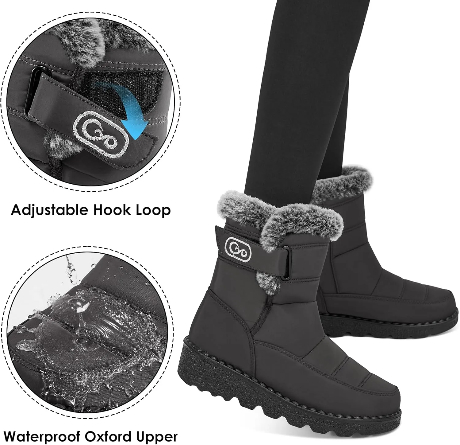 Ablanczoom Womens Winter Snow Boots With Warm Fur Lining Comfortable Booties Non Slip Waterproof Outdoor Shoes