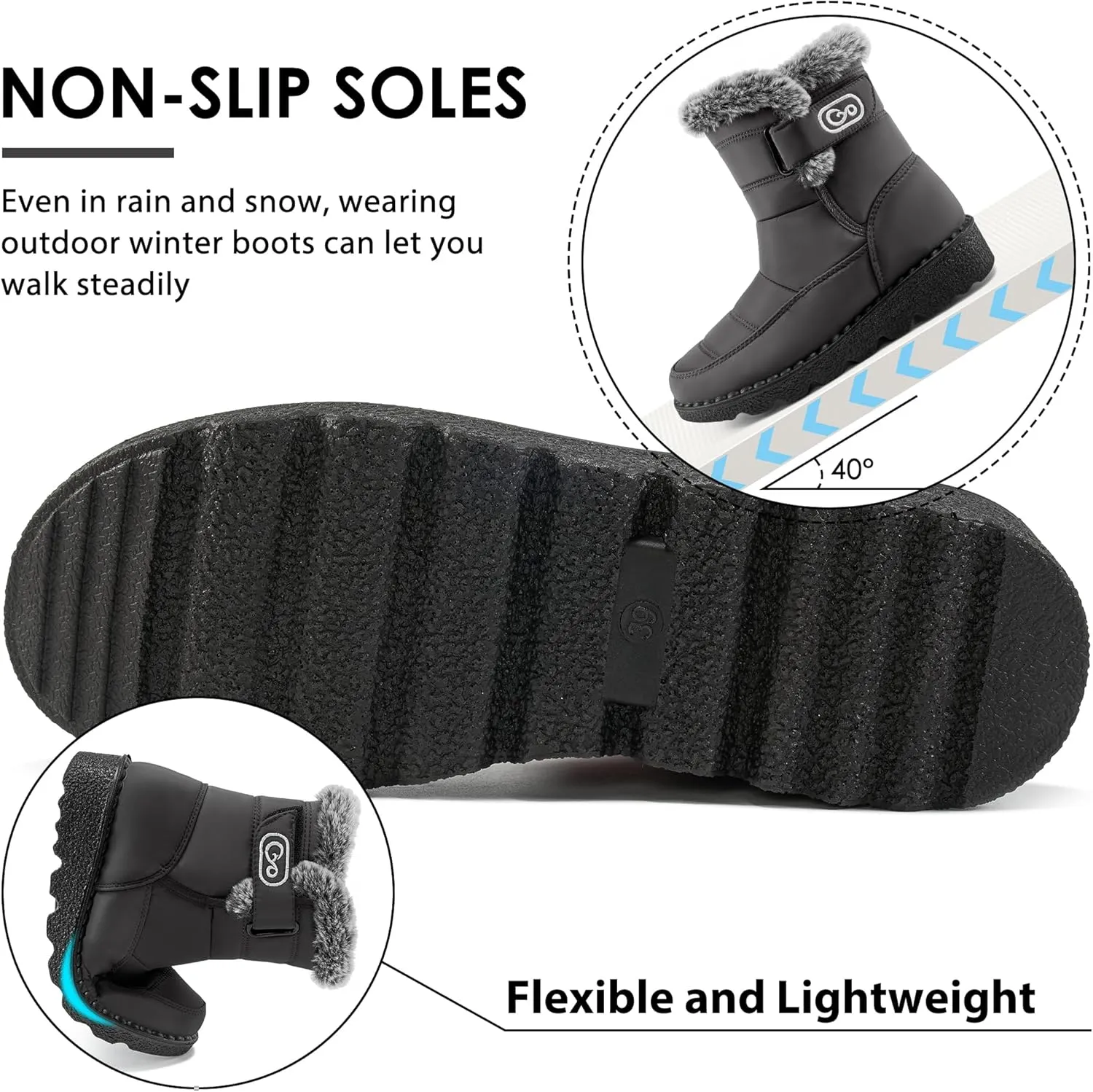 Ablanczoom Womens Winter Snow Boots With Warm Fur Lining Comfortable Booties Non Slip Waterproof Outdoor Shoes