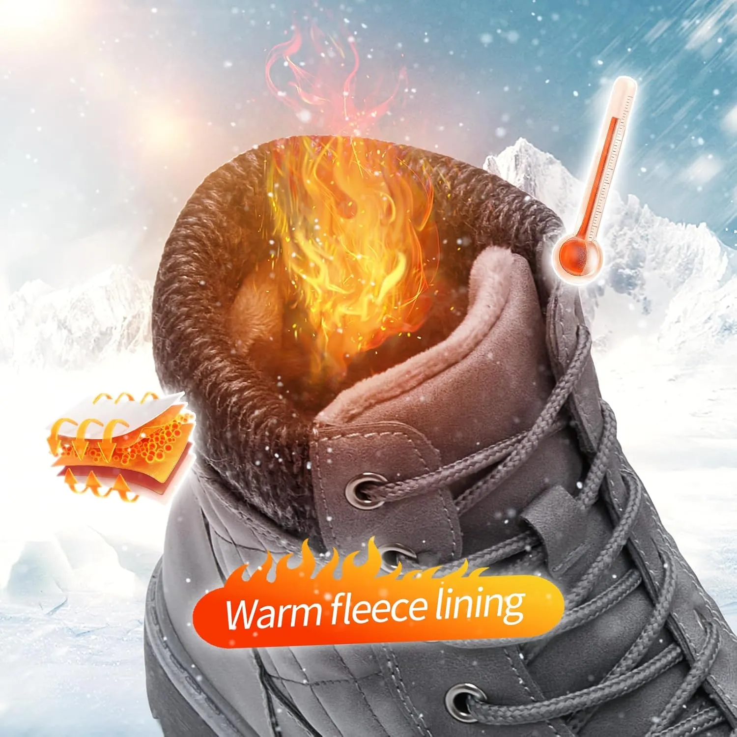 Adokoo Boots for Women Waterproof Fall Winter Ankle Boots Snow Black Combat Boots Lace Up Non Slip for Hiking Work