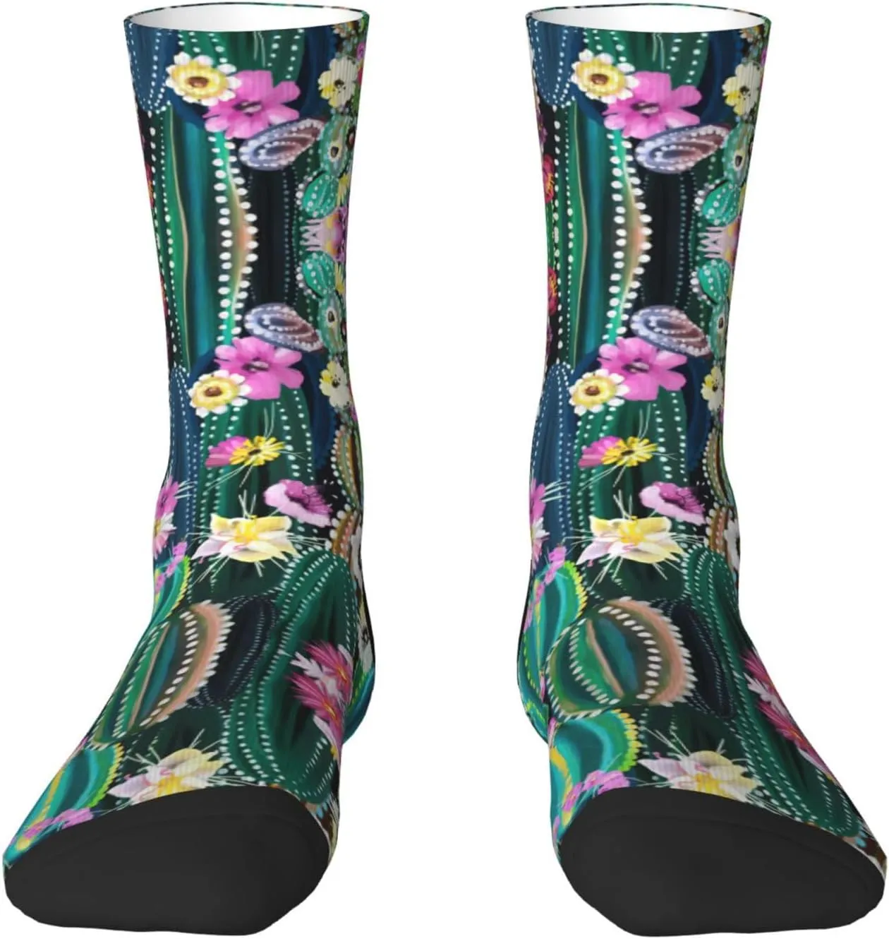 Adult Socks, Blooming Cactus Print Winter Warm Wool Socks for Women, Soft Cozy Socks, Knit Boots Socks for Men