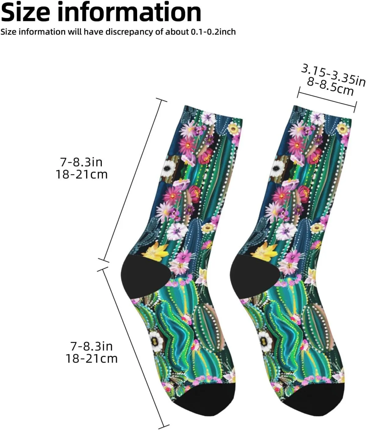 Adult Socks, Blooming Cactus Print Winter Warm Wool Socks for Women, Soft Cozy Socks, Knit Boots Socks for Men