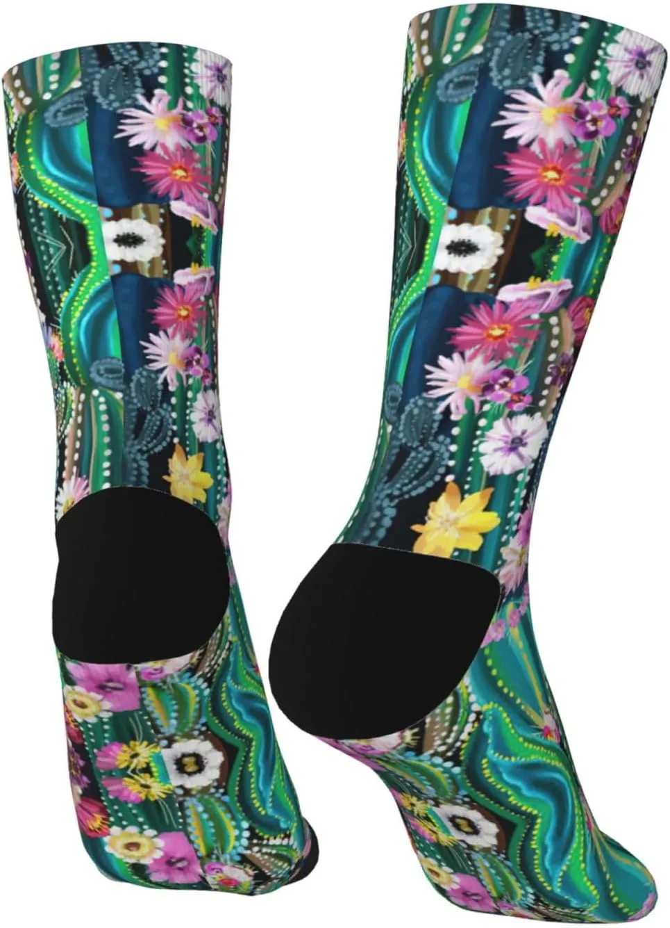Adult Socks, Blooming Cactus Print Winter Warm Wool Socks for Women, Soft Cozy Socks, Knit Boots Socks for Men