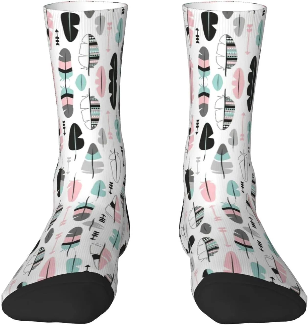 Adult Socks, feather Print Winter Warm Wool Socks for Women, Soft Cozy Socks, Knit Boots Socks for Men