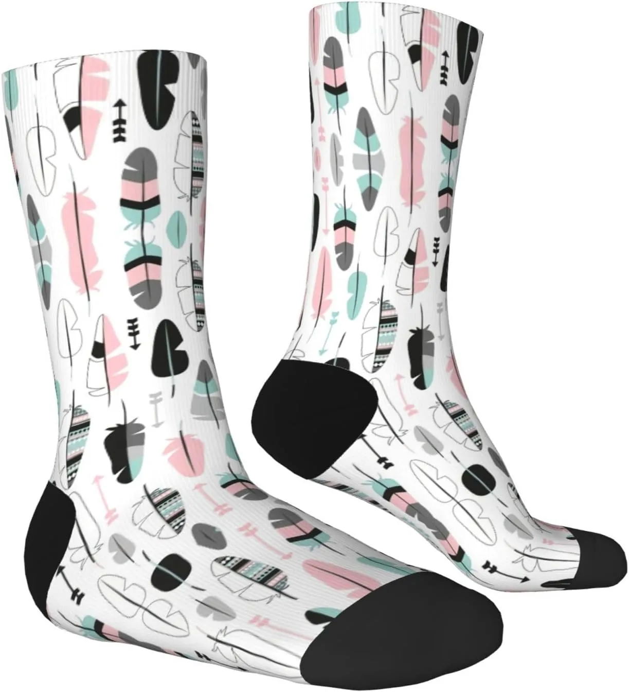 Adult Socks, feather Print Winter Warm Wool Socks for Women, Soft Cozy Socks, Knit Boots Socks for Men