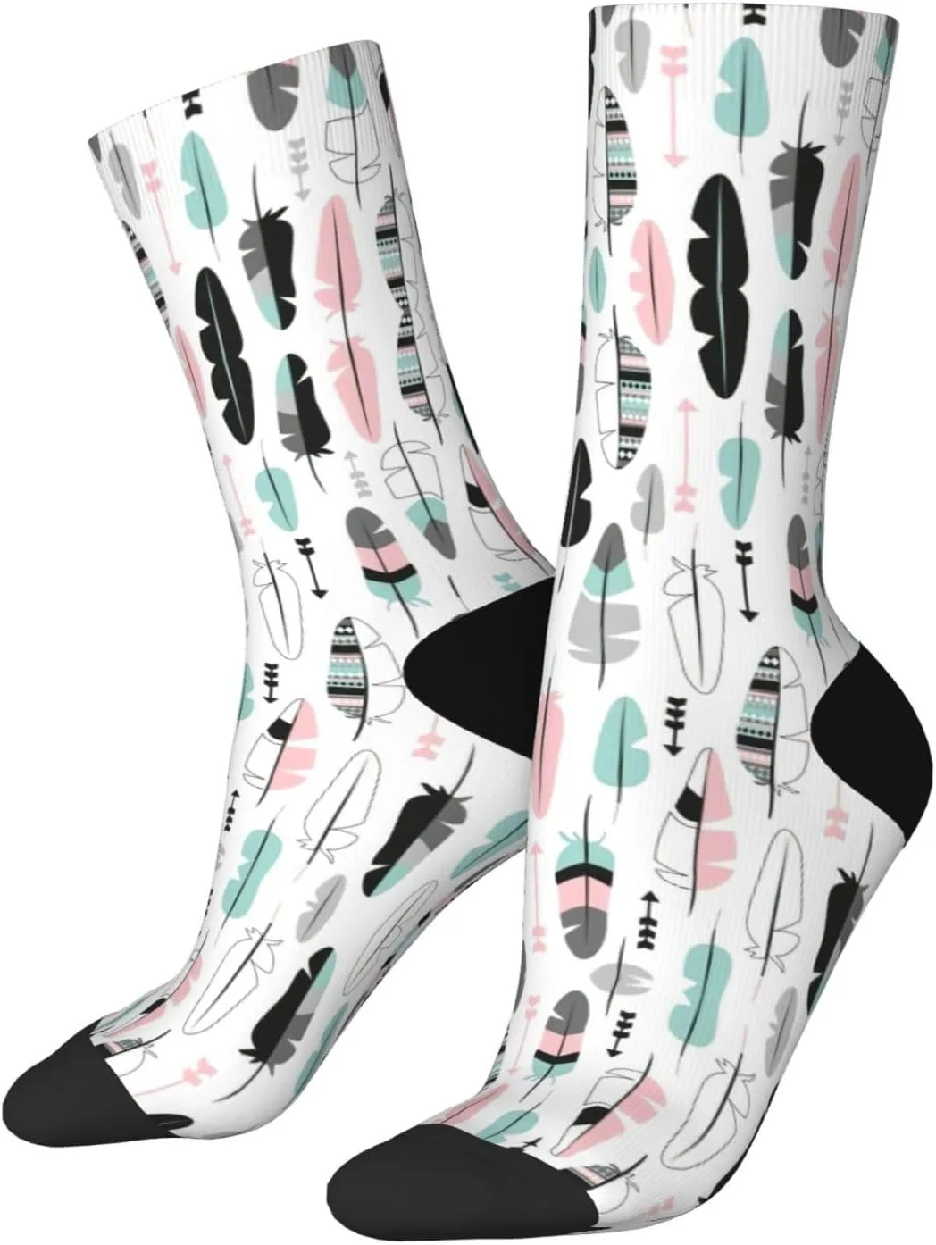 Adult Socks, feather Print Winter Warm Wool Socks for Women, Soft Cozy Socks, Knit Boots Socks for Men