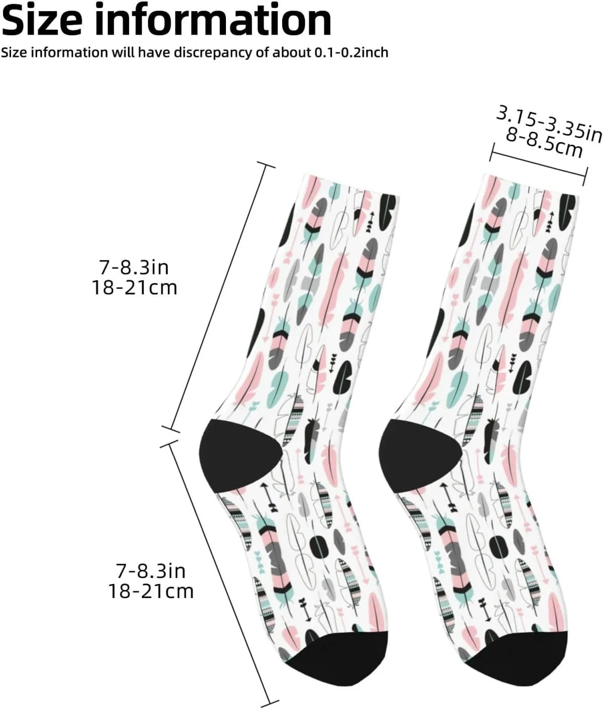 Adult Socks, feather Print Winter Warm Wool Socks for Women, Soft Cozy Socks, Knit Boots Socks for Men