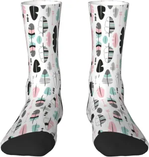 Adult Socks, feather Print Winter Warm Wool Socks for Women, Soft Cozy Socks, Knit Boots Socks for Men