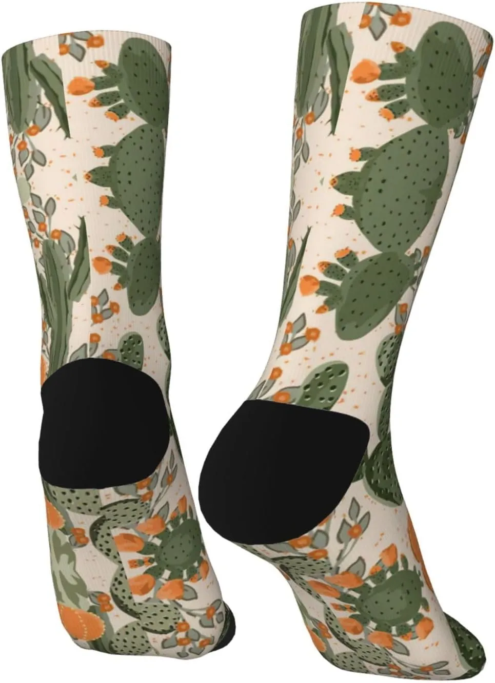 Adult Socks, Green Cactus Print Winter Warm Wool Socks for Women, Soft Cozy Socks, Knit Boots Socks for Men