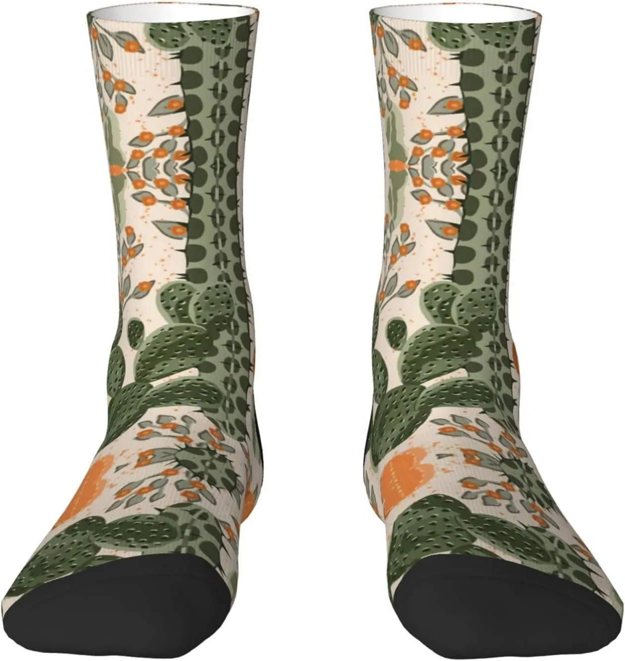 Adult Socks, Green Cactus Print Winter Warm Wool Socks for Women, Soft Cozy Socks, Knit Boots Socks for Men