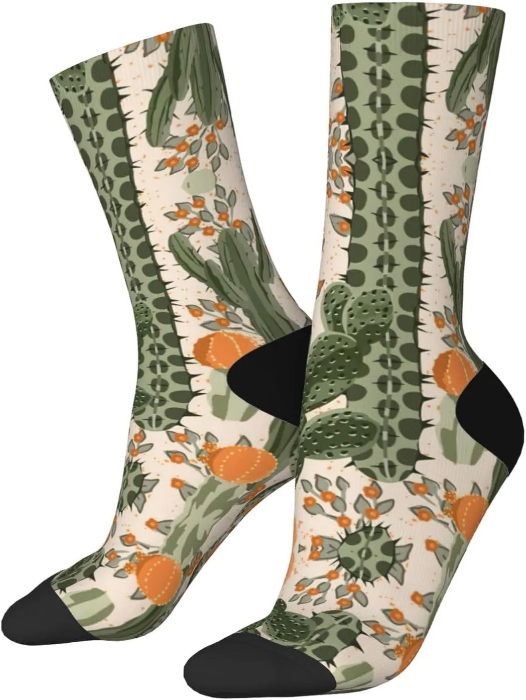 Adult Socks, Green Cactus Print Winter Warm Wool Socks for Women, Soft Cozy Socks, Knit Boots Socks for Men
