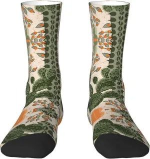 Adult Socks, Green Cactus Print Winter Warm Wool Socks for Women, Soft Cozy Socks, Knit Boots Socks for Men