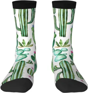 Adult Socks, Tropical Cactus Tree Flower Print Winter Warm Wool Socks for Women, Soft Cozy Socks, Knit Boots Socks for Men