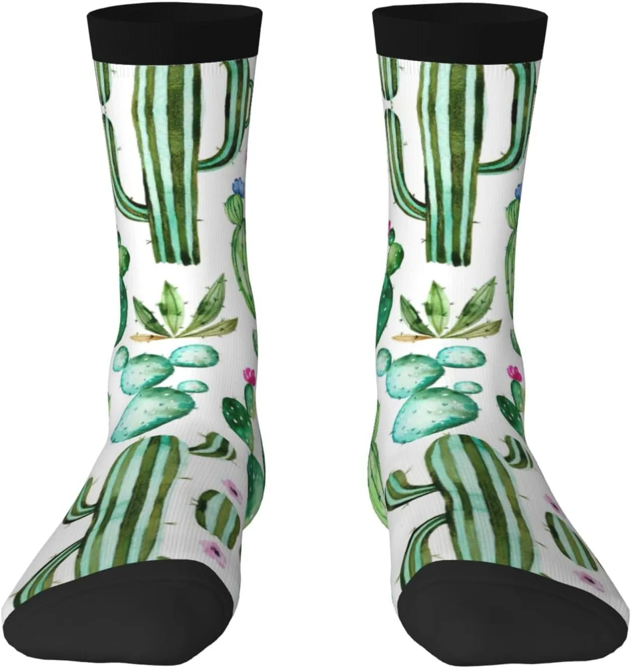 Adult Socks, Tropical Cactus Tree Flower Print Winter Warm Wool Socks for Women, Soft Cozy Socks, Knit Boots Socks for Men