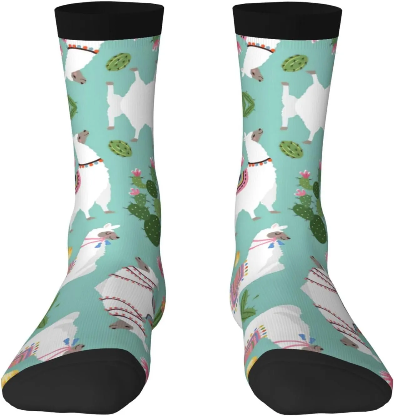Adult Socks, Tropical Llama Alpaca Cactus Flower Print Winter Socks for Women, Soft Cozy Socks, Knit Boots Socks Men