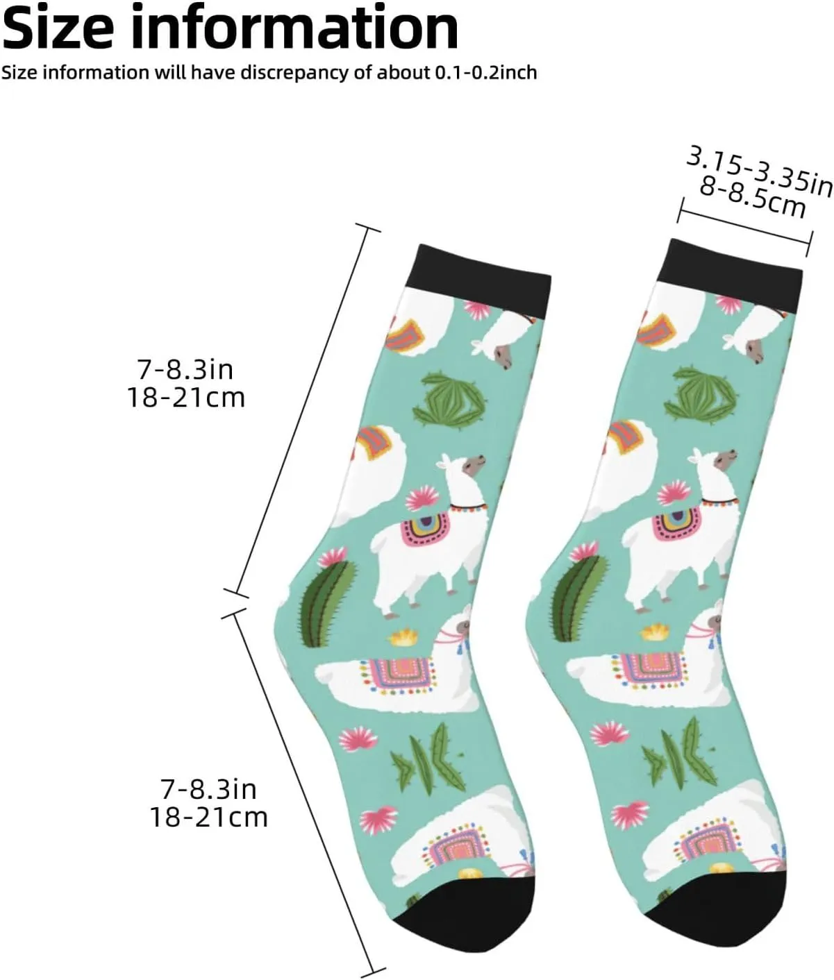 Adult Socks, Tropical Llama Alpaca Cactus Flower Print Winter Socks for Women, Soft Cozy Socks, Knit Boots Socks Men