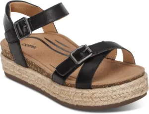 Aetrex Paula Orthopedic Open Toe Comfortable Arch Support Leather Platform Sandals - Memory Foam Footbed Adjustable Ankle Strap Platform Sandals Women