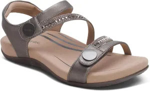 Aetrex Women's Jess Orthopedic Adjustable Quarter Strap Sandals - Comfort Memory Foam Fashion Flat Womens Sandals with Arch Support