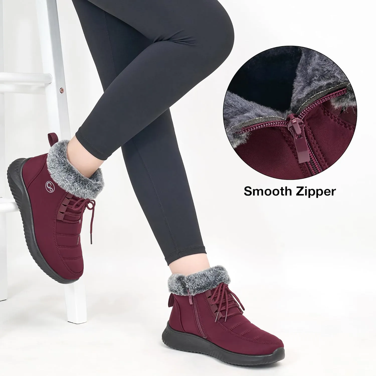 Alicegana Winter Boots for Women Warm Fur Lined Snow Shoes Slip on Ankle Booties Comfortable Anti Slip Outdoor Boots