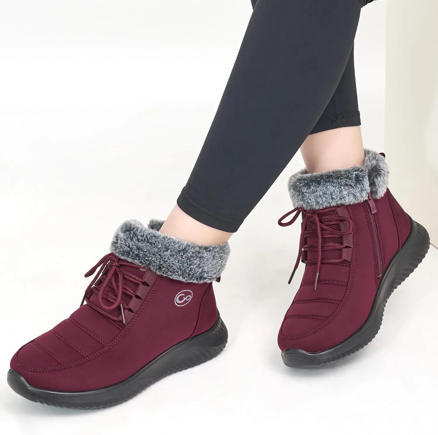Alicegana Winter Boots for Women Warm Fur Lined Snow Shoes Slip on Ankle Booties Comfortable Anti Slip Outdoor Boots