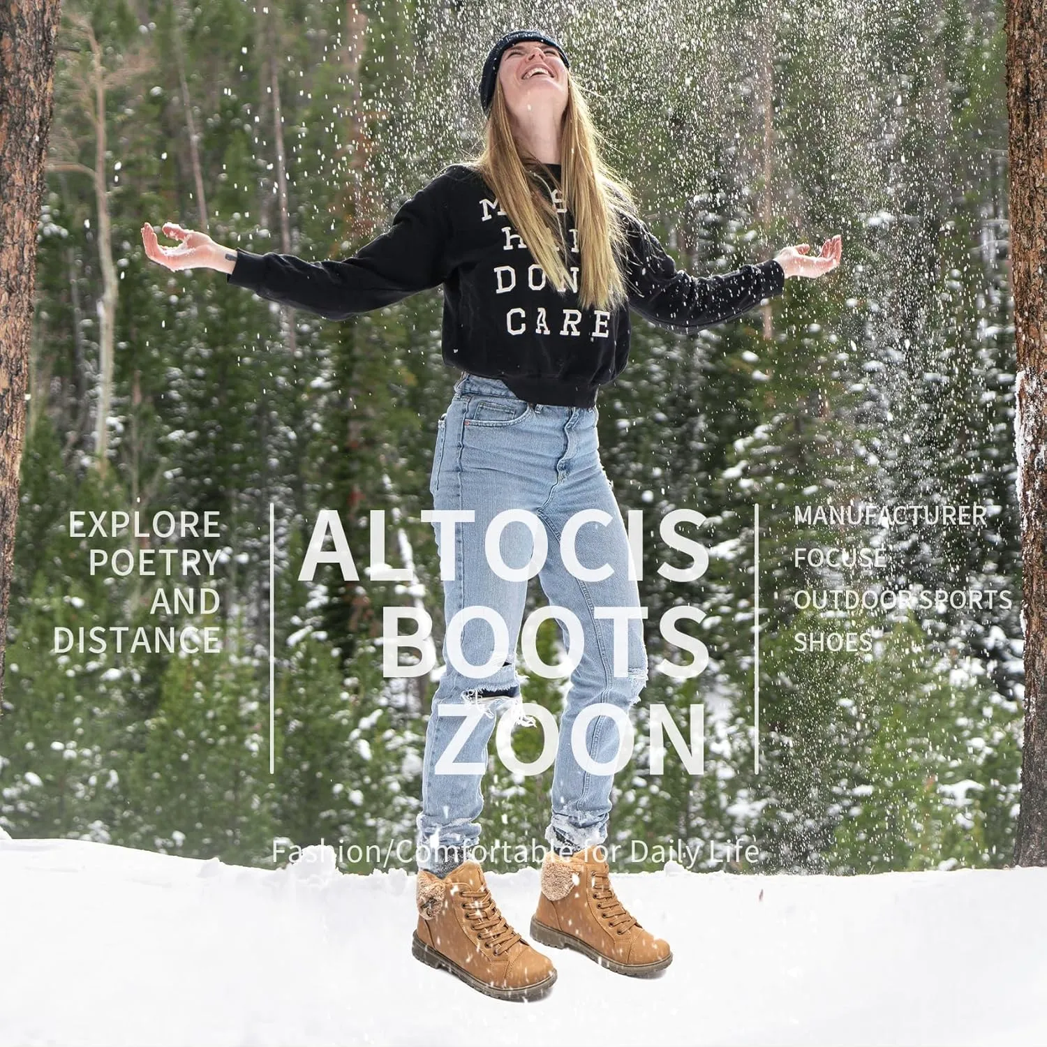 ALTOCIS Women’s Fur Lined Winter Snow Boots Short Mid Calf Fashion Boot Art Resin Button Faux Suede Boots for Women