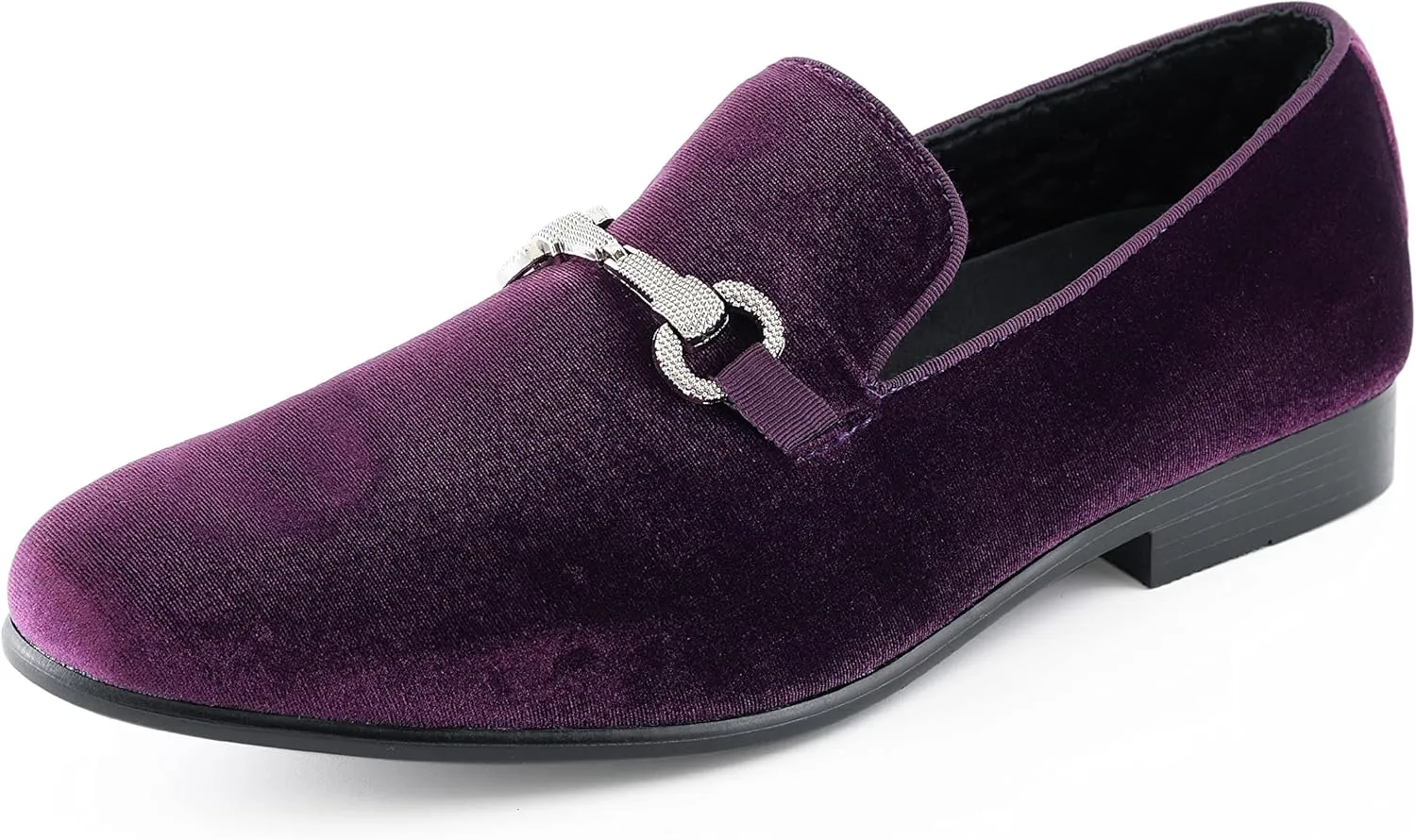 Amali Aller, Mens Casual Shoes - Loafers Men Slip on Shoes - Man Made Velvet Men's Slippers with Metal and Knitted Buckle - Mens Tuxedo Shoes