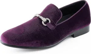 Amali Aller, Mens Casual Shoes - Loafers Men Slip on Shoes - Man Made Velvet Men's Slippers with Metal and Knitted Buckle - Mens Tuxedo Shoes