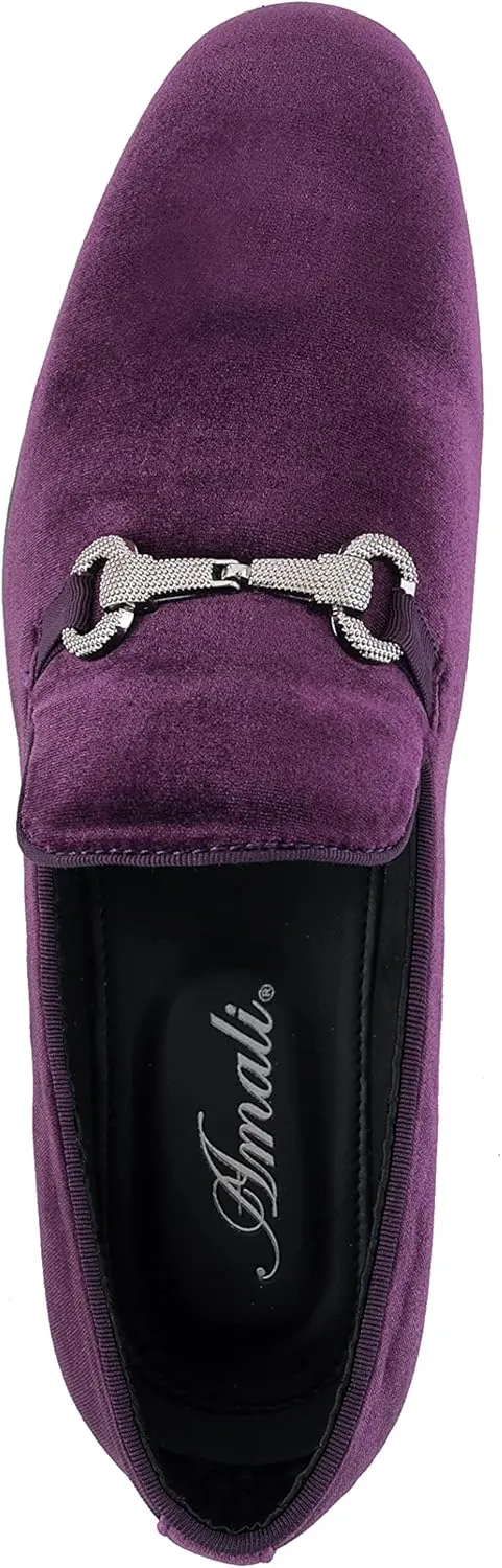 Amali Aller, Mens Casual Shoes - Loafers Men Slip on Shoes - Man Made Velvet Men's Slippers with Metal and Knitted Buckle - Mens Tuxedo Shoes