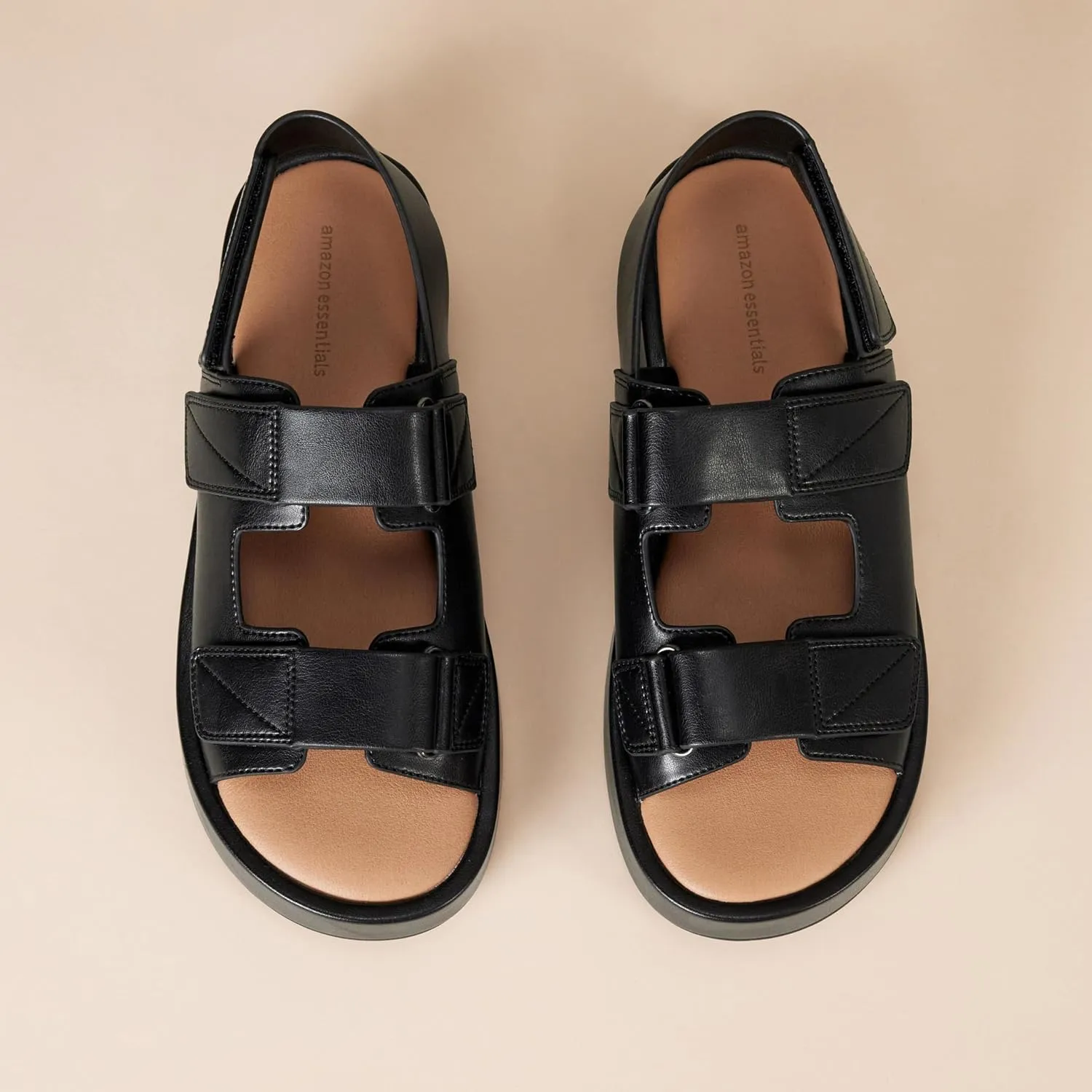 Amazon Essentials Women's Adjustable Triple Strap Flat Platform Sandal