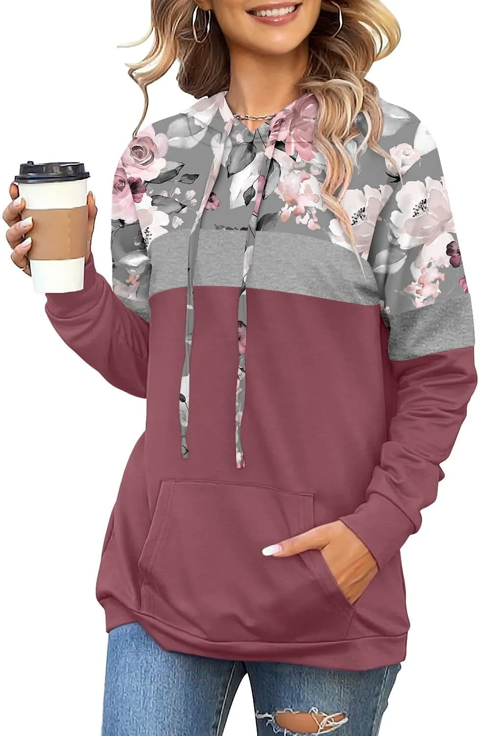 Angerella Hoodies for Women Camo Leopard Print Tops Pullover Hooded Sweatshirt Drawstring with Pocket