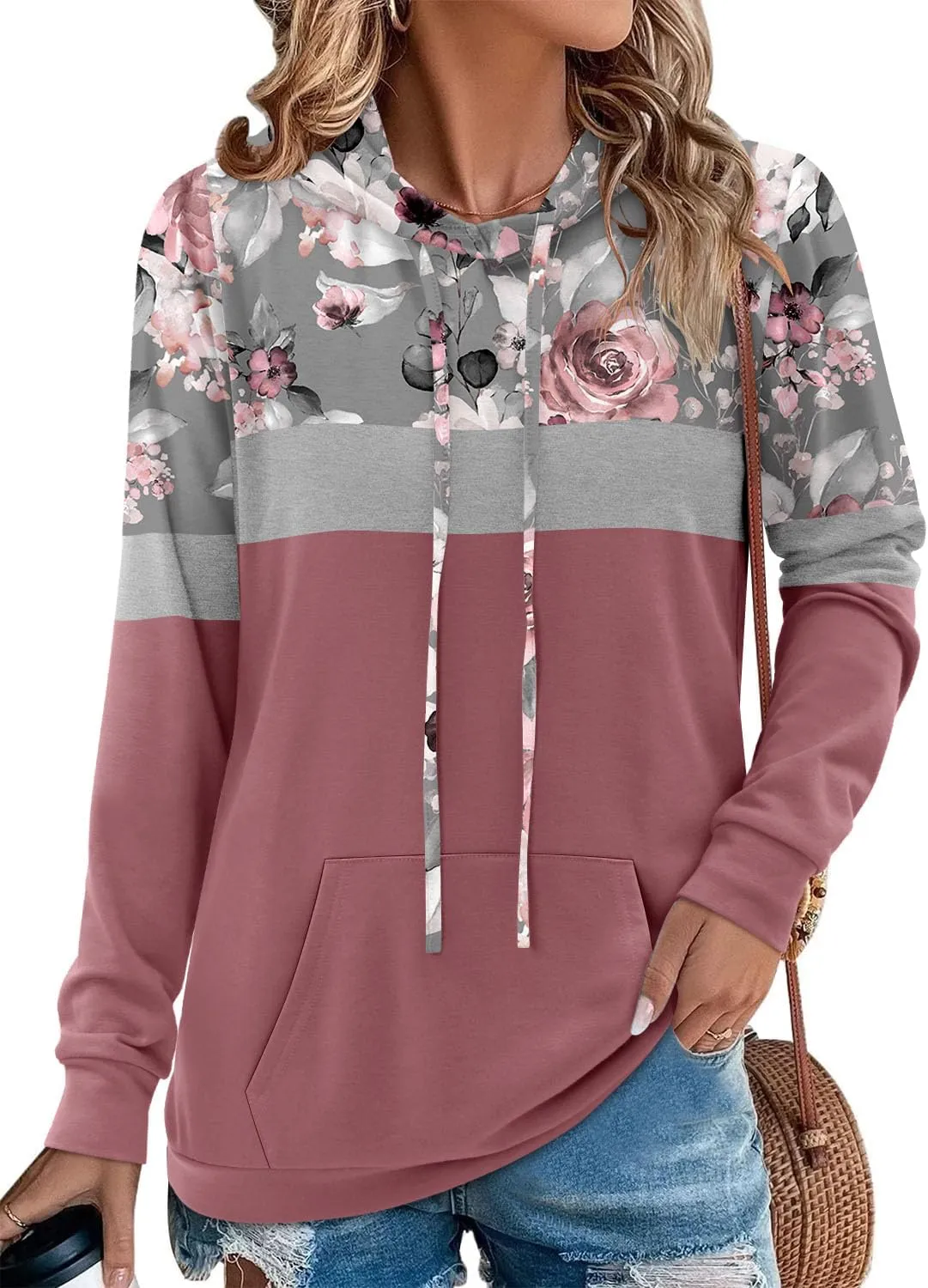 Angerella Hoodies for Women Camo Leopard Print Tops Pullover Hooded Sweatshirt Drawstring with Pocket