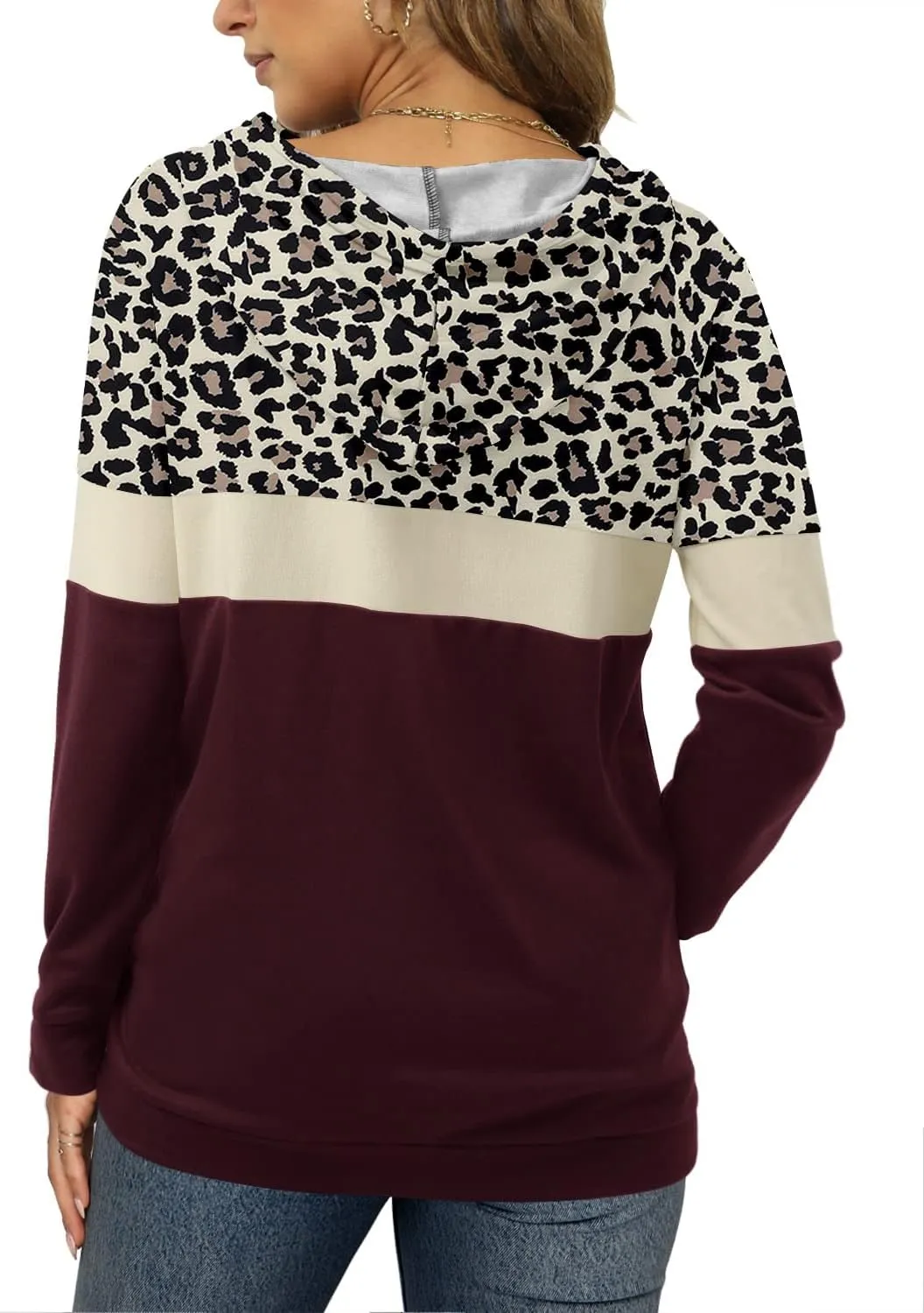 Angerella Hoodies for Women Camo Leopard Print Tops Pullover Hooded Sweatshirt Drawstring with Pocket