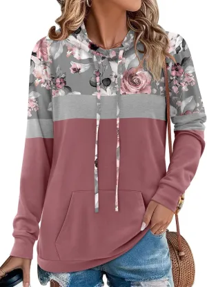 Angerella Hoodies for Women Camo Leopard Print Tops Pullover Hooded Sweatshirt Drawstring with Pocket