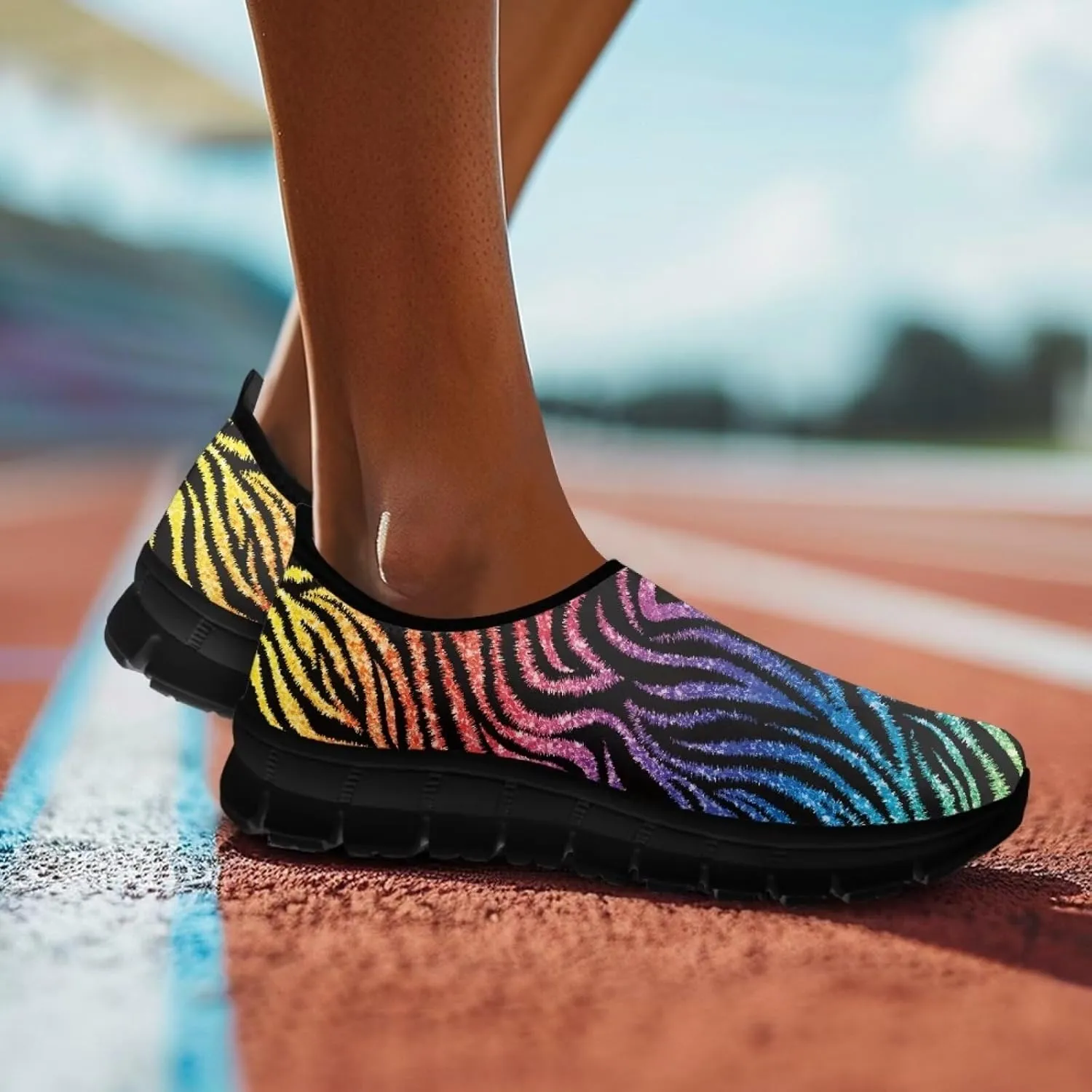 Animal Print Casual Shoes for Women Slip on Sneakers Hands Free Shoes for Outdoor Travel Shopping