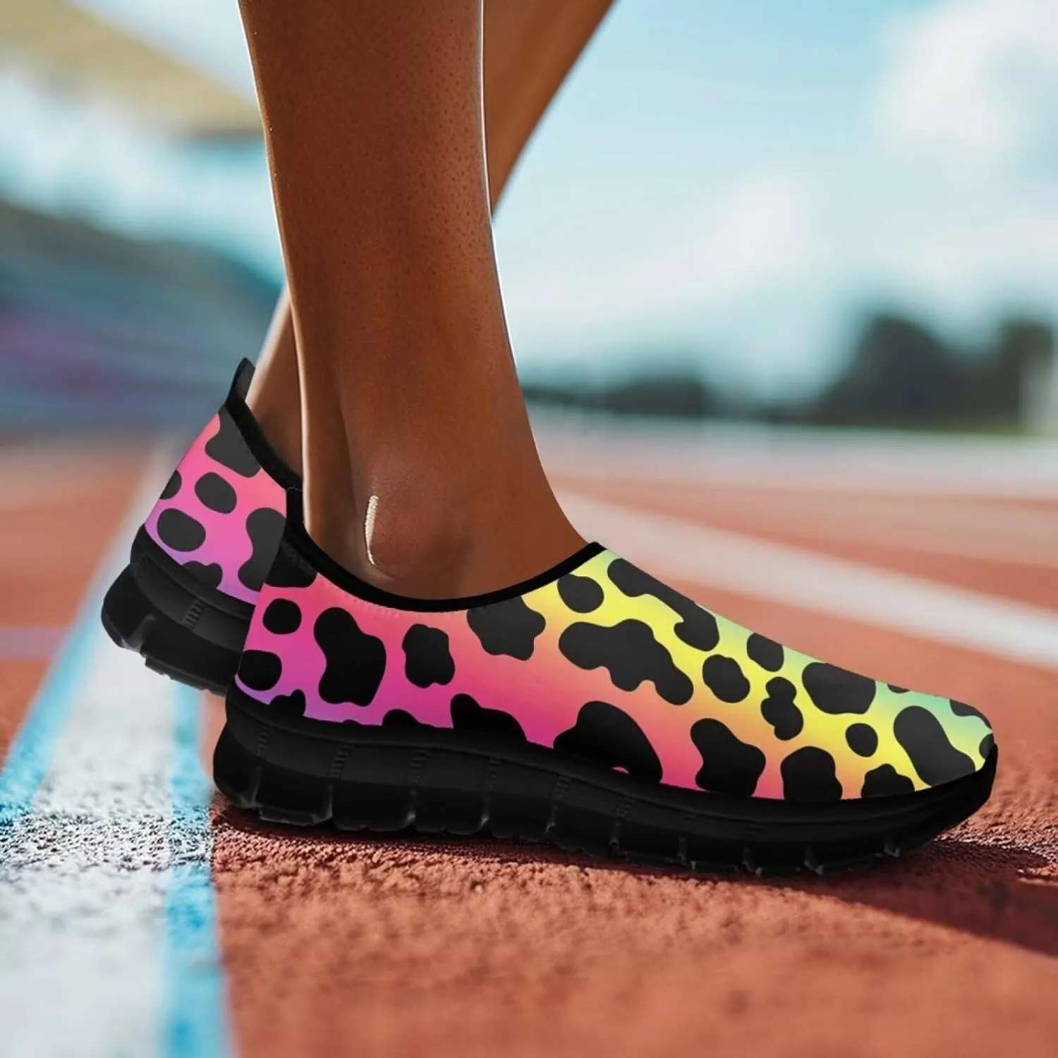 Animal Print Casual Shoes for Women Slip on Sneakers Hands Free Shoes for Outdoor Travel Shopping