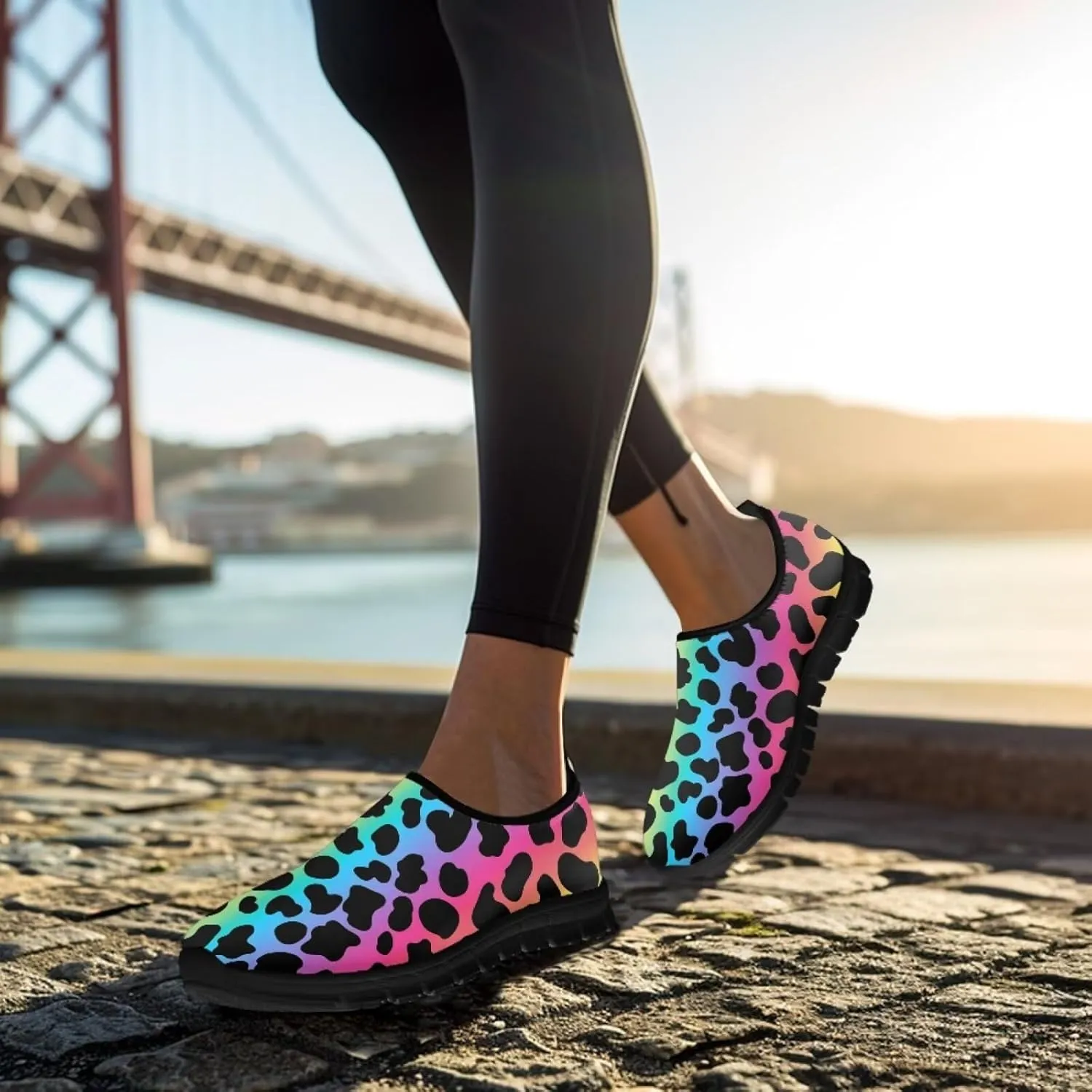 Animal Print Casual Shoes for Women Slip on Sneakers Hands Free Shoes for Outdoor Travel Shopping