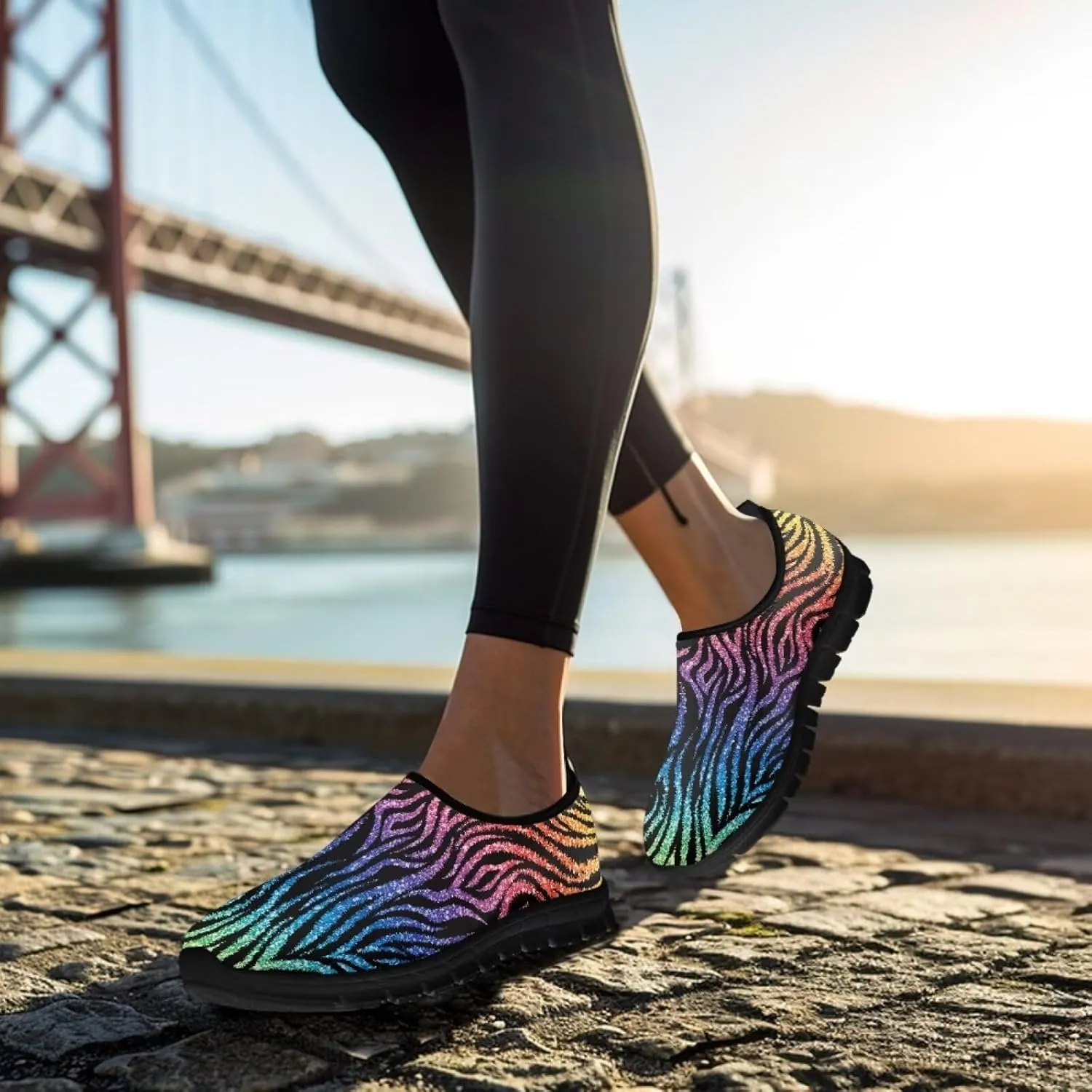 Animal Print Casual Shoes for Women Slip on Sneakers Hands Free Shoes for Outdoor Travel Shopping