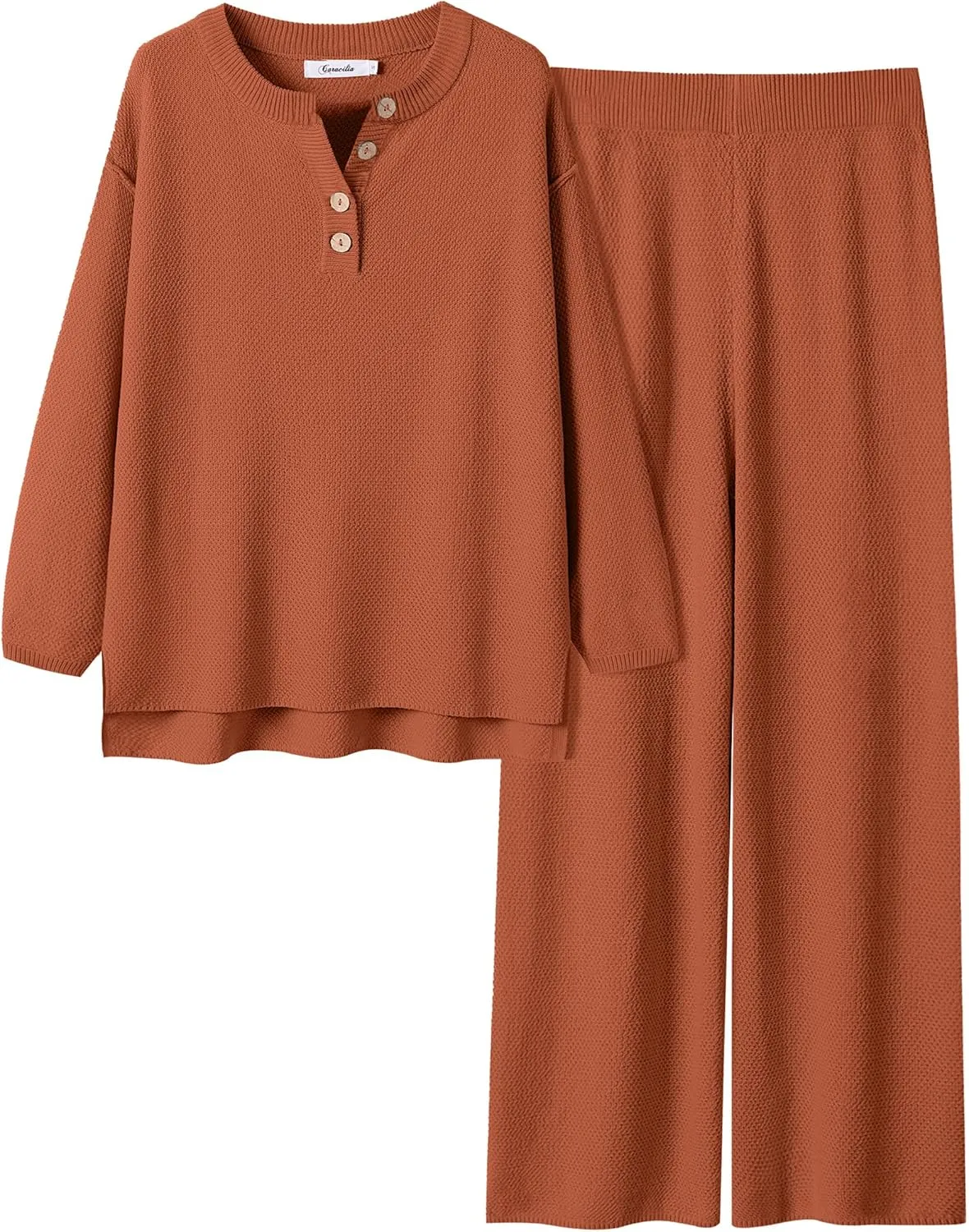 ANRABESS Women 2 Piece Outfits Oversized Loose Waffle Knit Sweater Set 2025 Fall Trendy Matching Lounge Sets Cozy Clothes