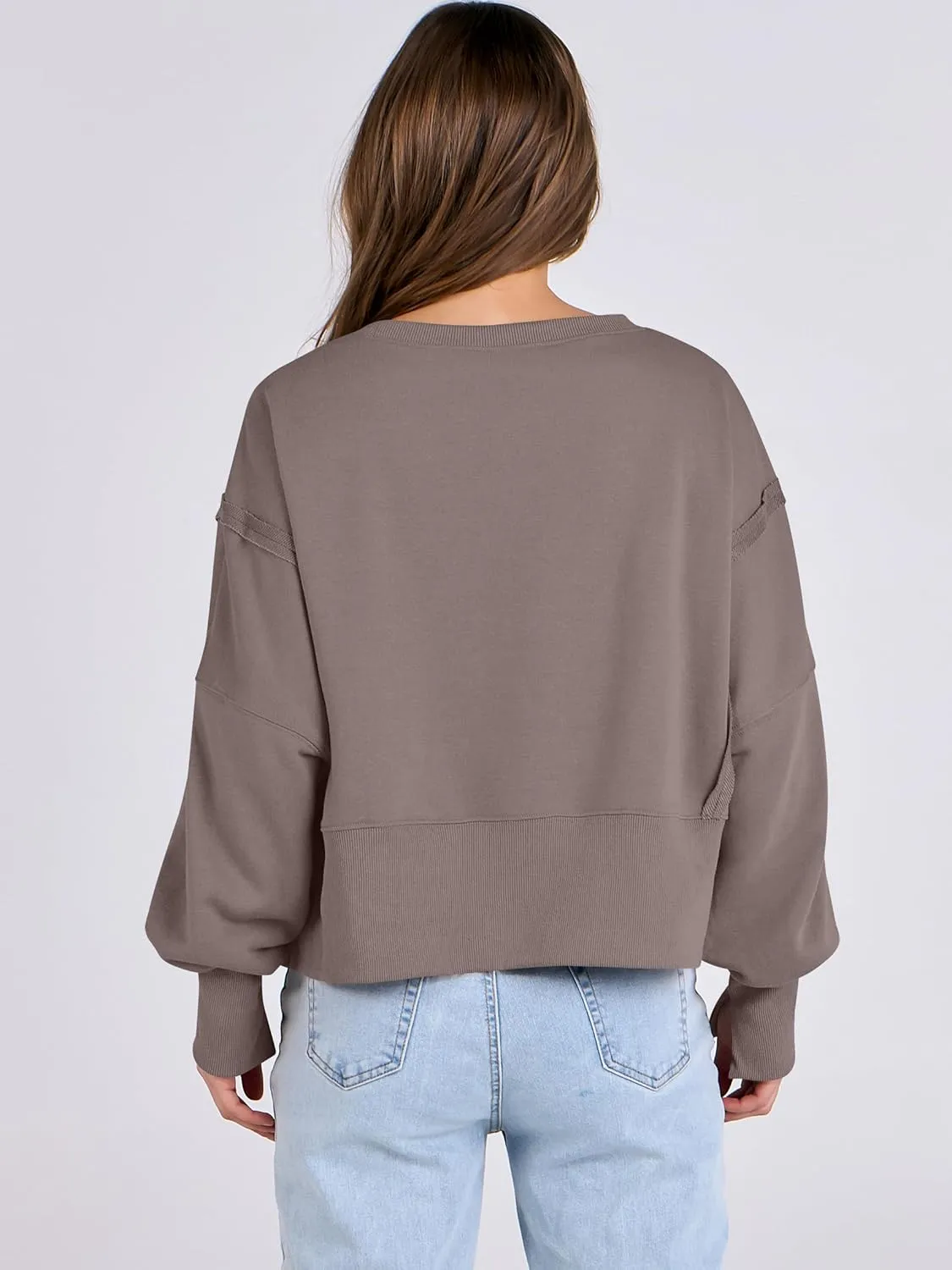 ANRABESS Womens Cropped Oversized Sweatshirts Crewneck Long Sleeve Pullover 2024 Fall Teen Girls Y2K Fashion Crop Tops