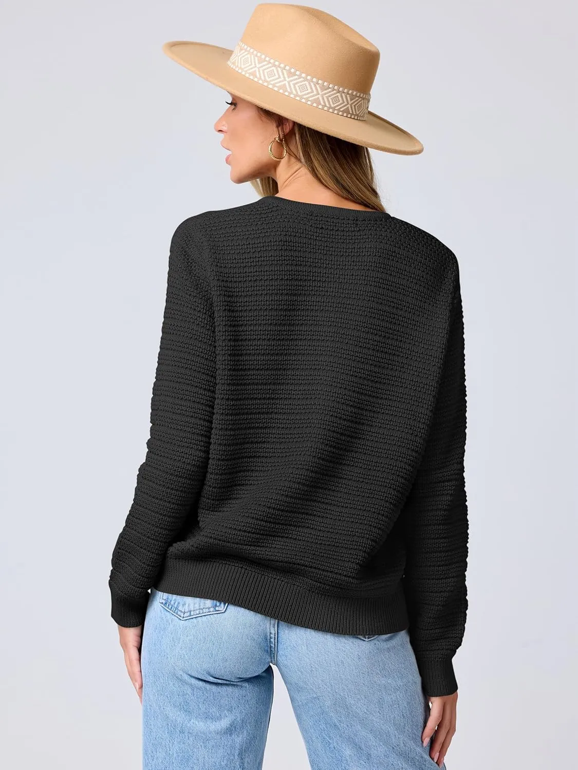 ANRABESS Women's Tweed Knit Cardigan Sweater Casual Long Sleeve Cropped Button Down Lady Jackets 2025 Spring Fashion Outwear