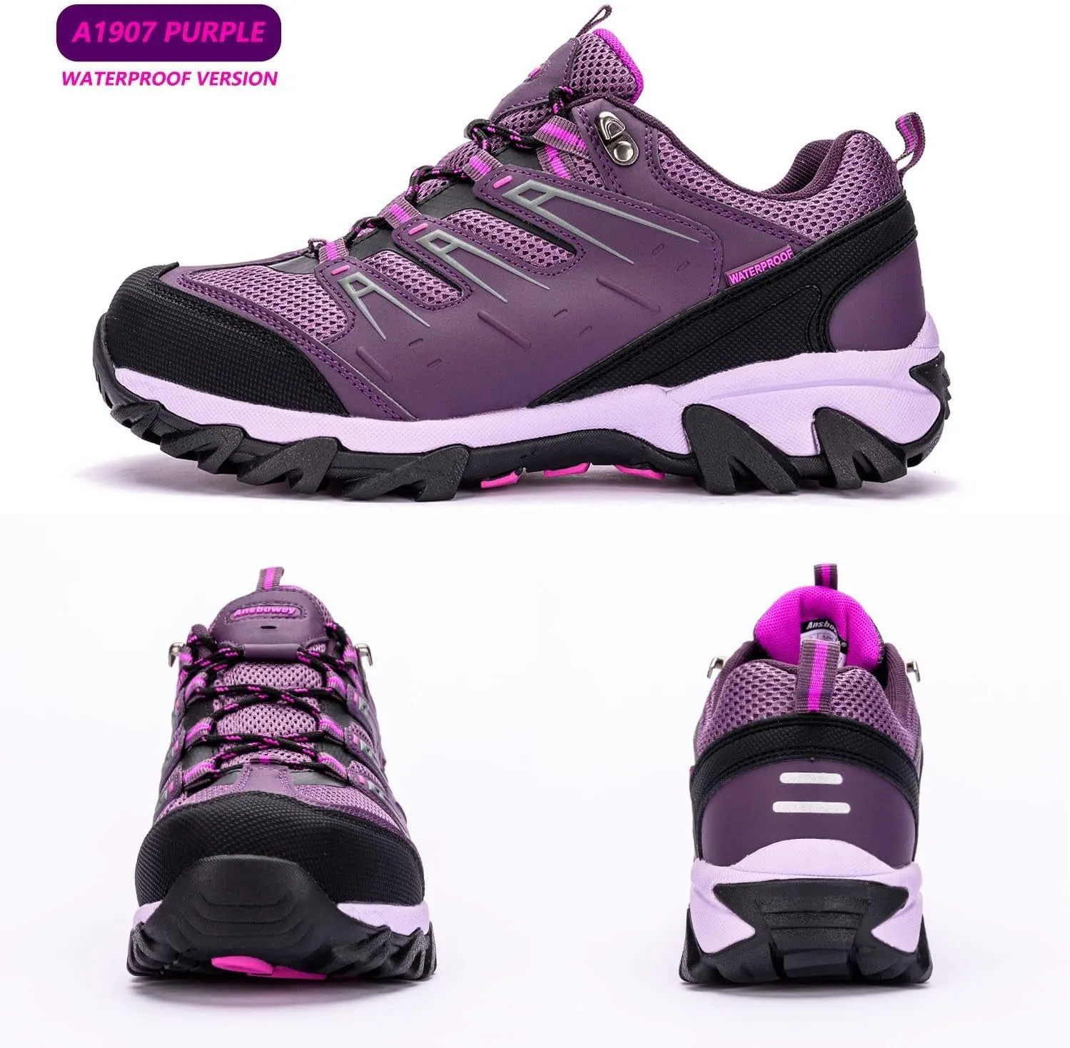 Ansbowey Hiking Shoes Men's Waterproof Low Top Lightweight Breathable Non-Slip Trekking Trail Outdoor Sport Sneakers for Unisex-Adults 6.5 US