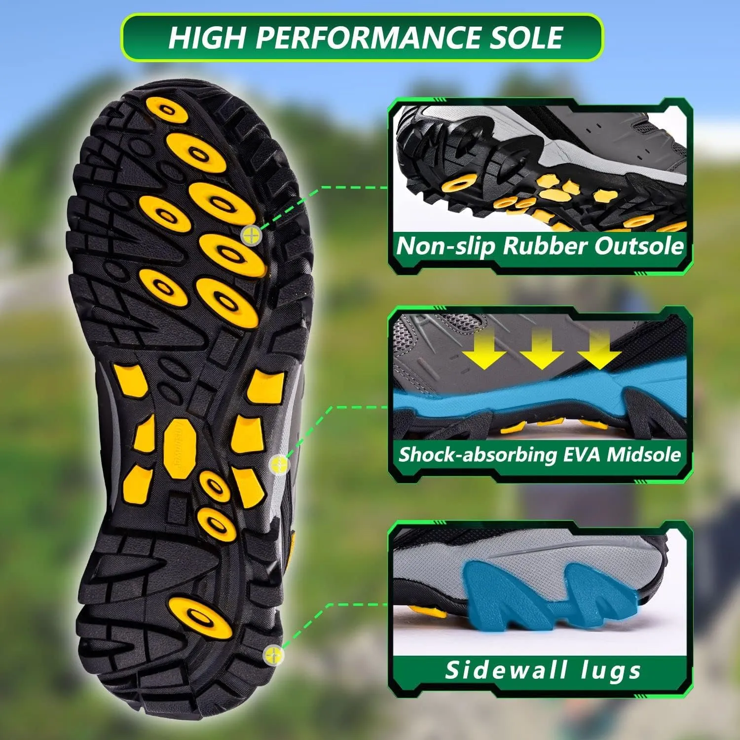 Ansbowey Hiking Shoes Men's Waterproof Low Top Lightweight Breathable Non-Slip Trekking Trail Outdoor Sport Sneakers for Unisex-Adults 6.5 US